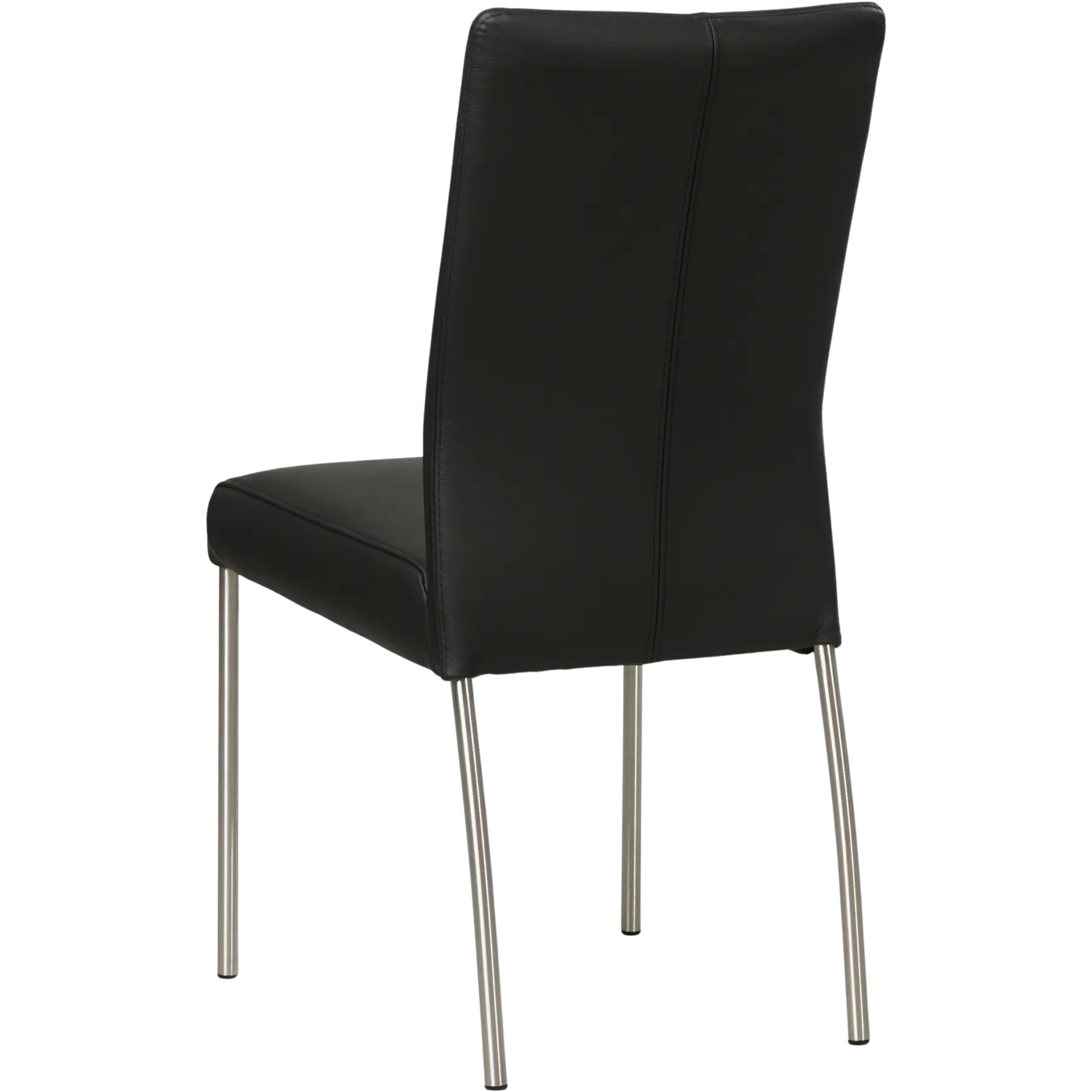 afbeelding van Leren eetkamerstoel Comfort - Hermes Nero (zwart) - Poten staal rond RVS