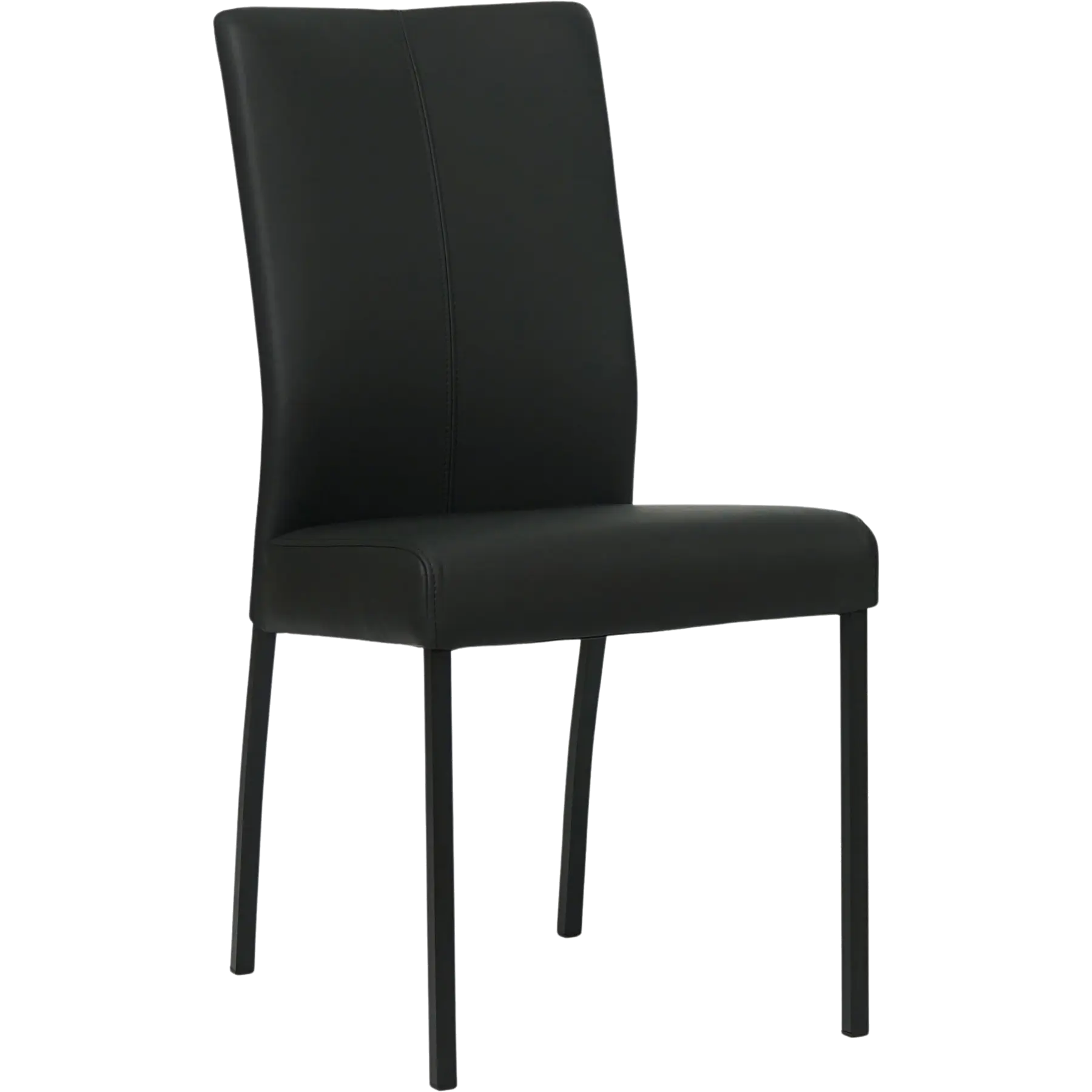 afbeelding van Leren eetkamerstoel Comfort - Hermes Nero (zwart) - Poten staal vierkant zwart