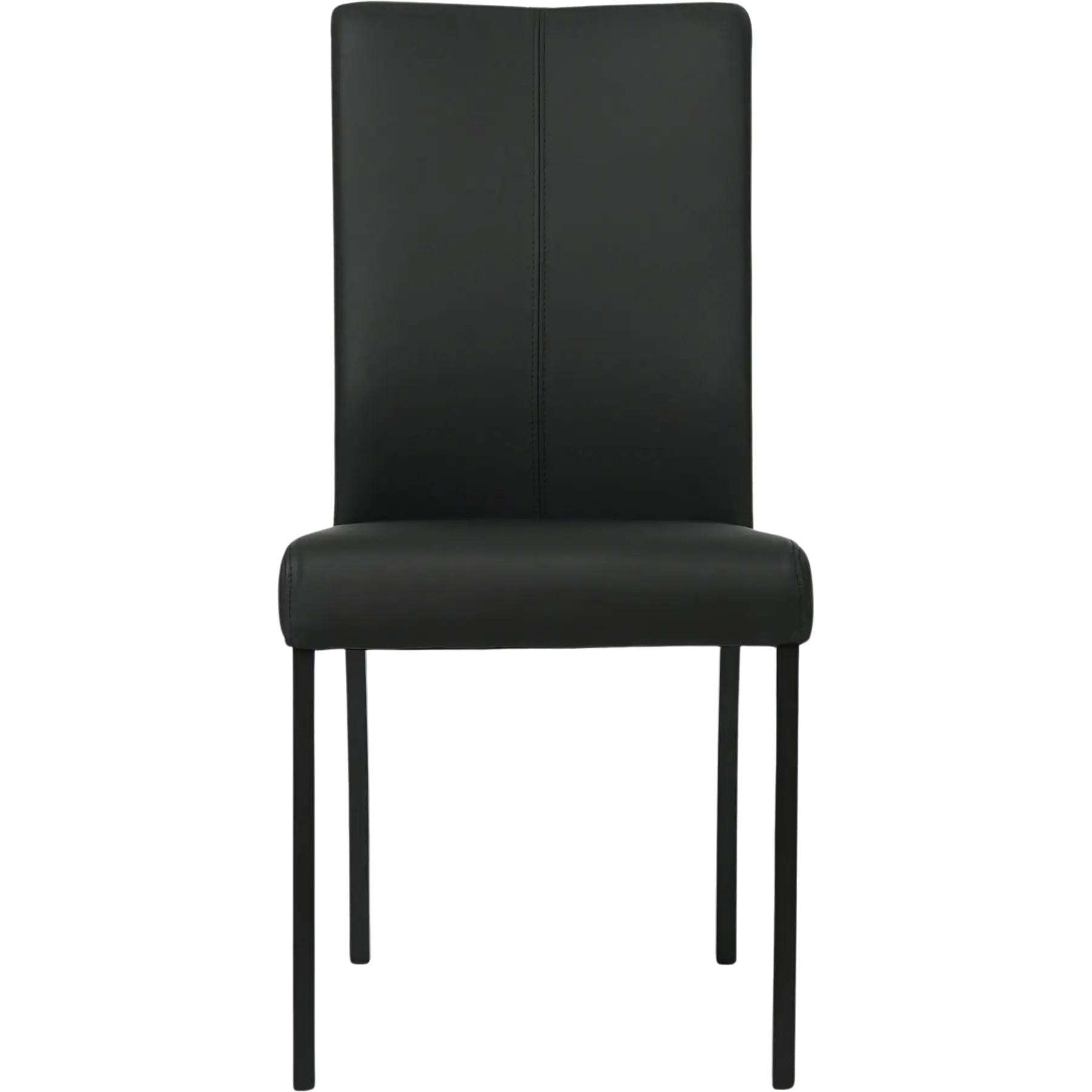 afbeelding van Leren eetkamerstoel Comfort - Hermes Nero (zwart) - Poten staal vierkant zwart