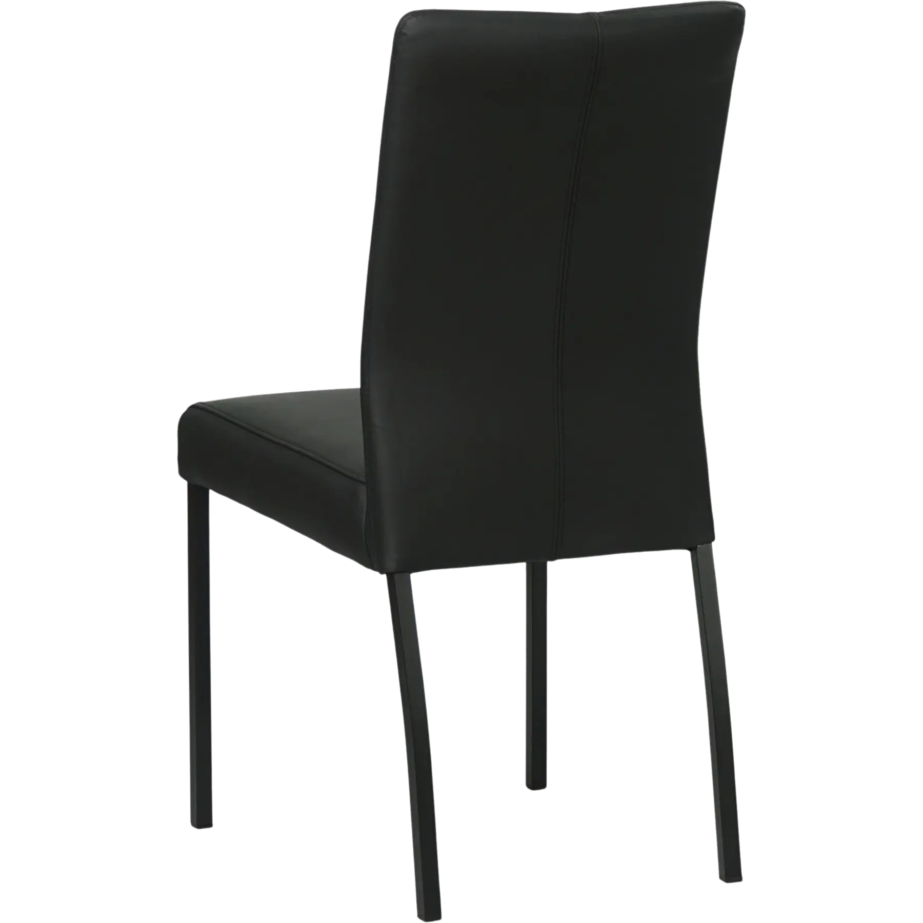 afbeelding van Leren eetkamerstoel Comfort - Hermes Nero (zwart) - Poten staal vierkant zwart