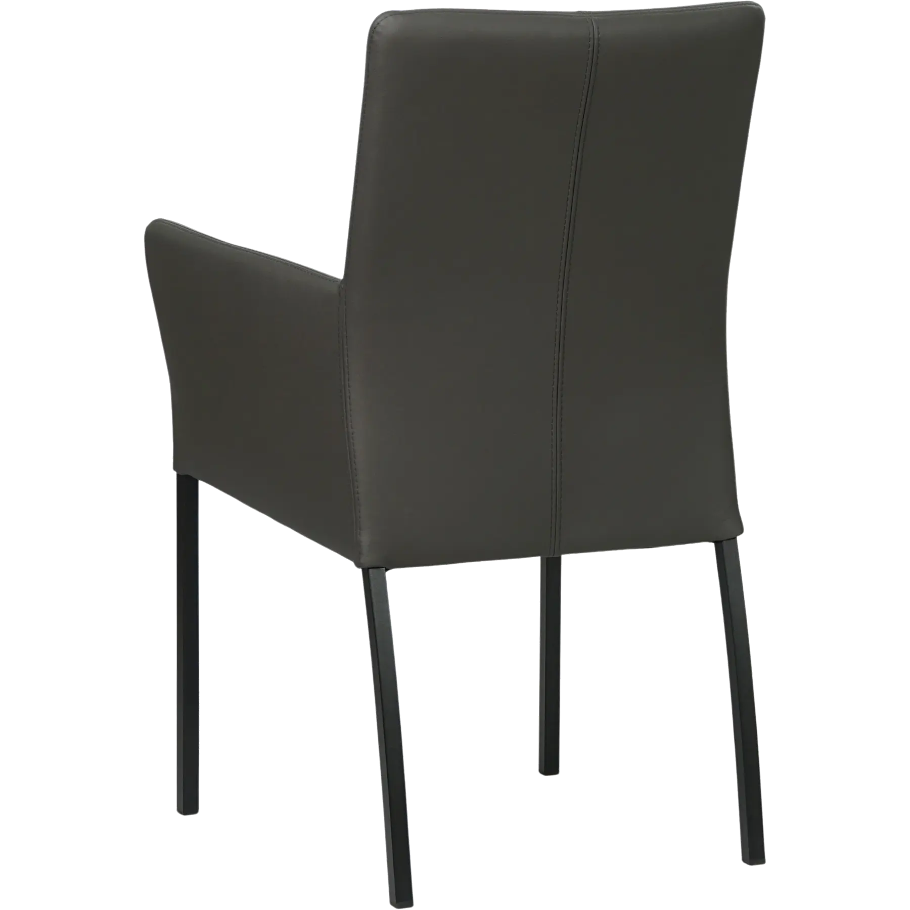 afbeelding van Leren eetkamerstoel Comfort met armleuning - Toledo Antracite (donkergrijs) - Poten staal vierkant zwart