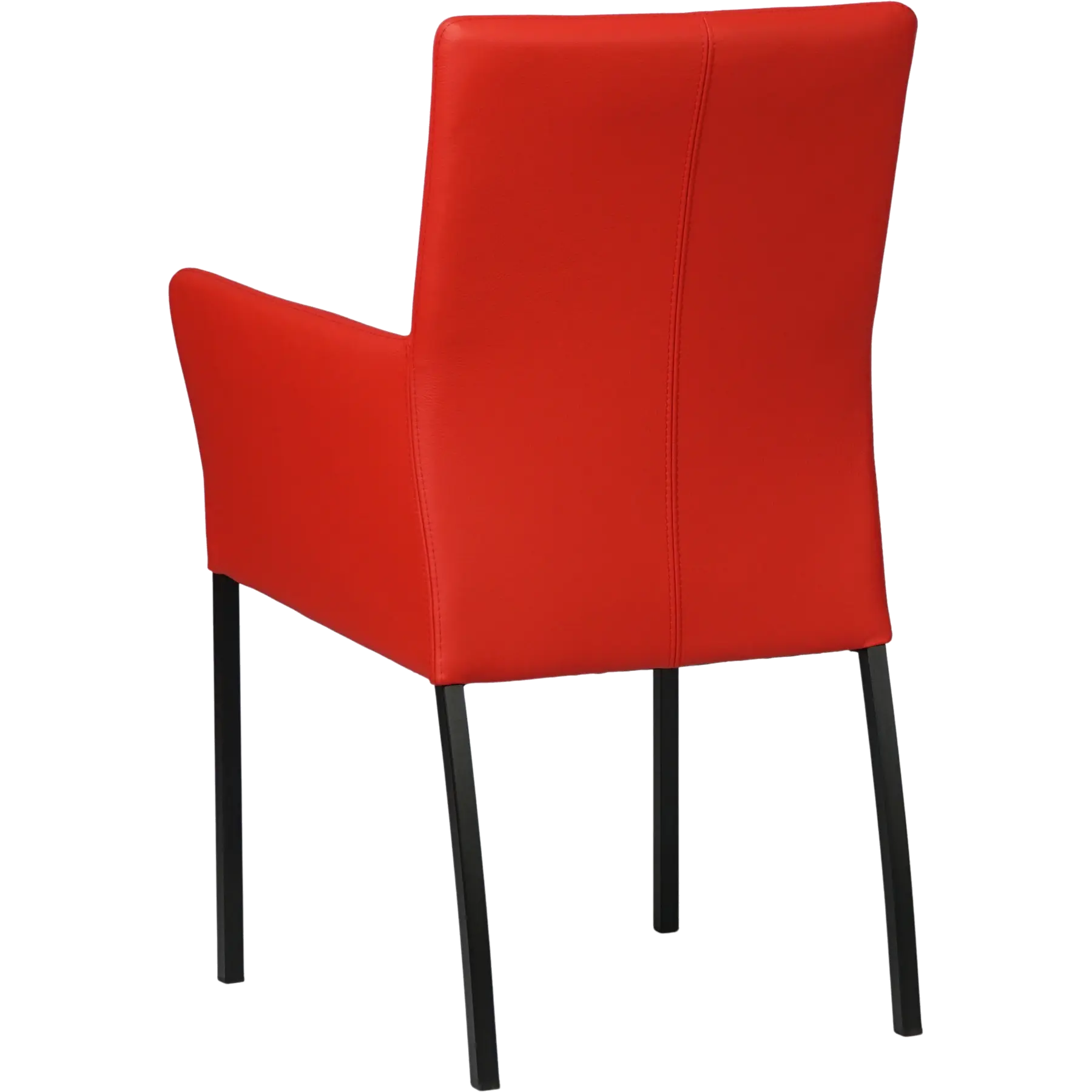 afbeelding van Leren eetkamerstoel Comfort met armleuning - Toledo Ferrari (felrood) - Poten staal vierkant zwart