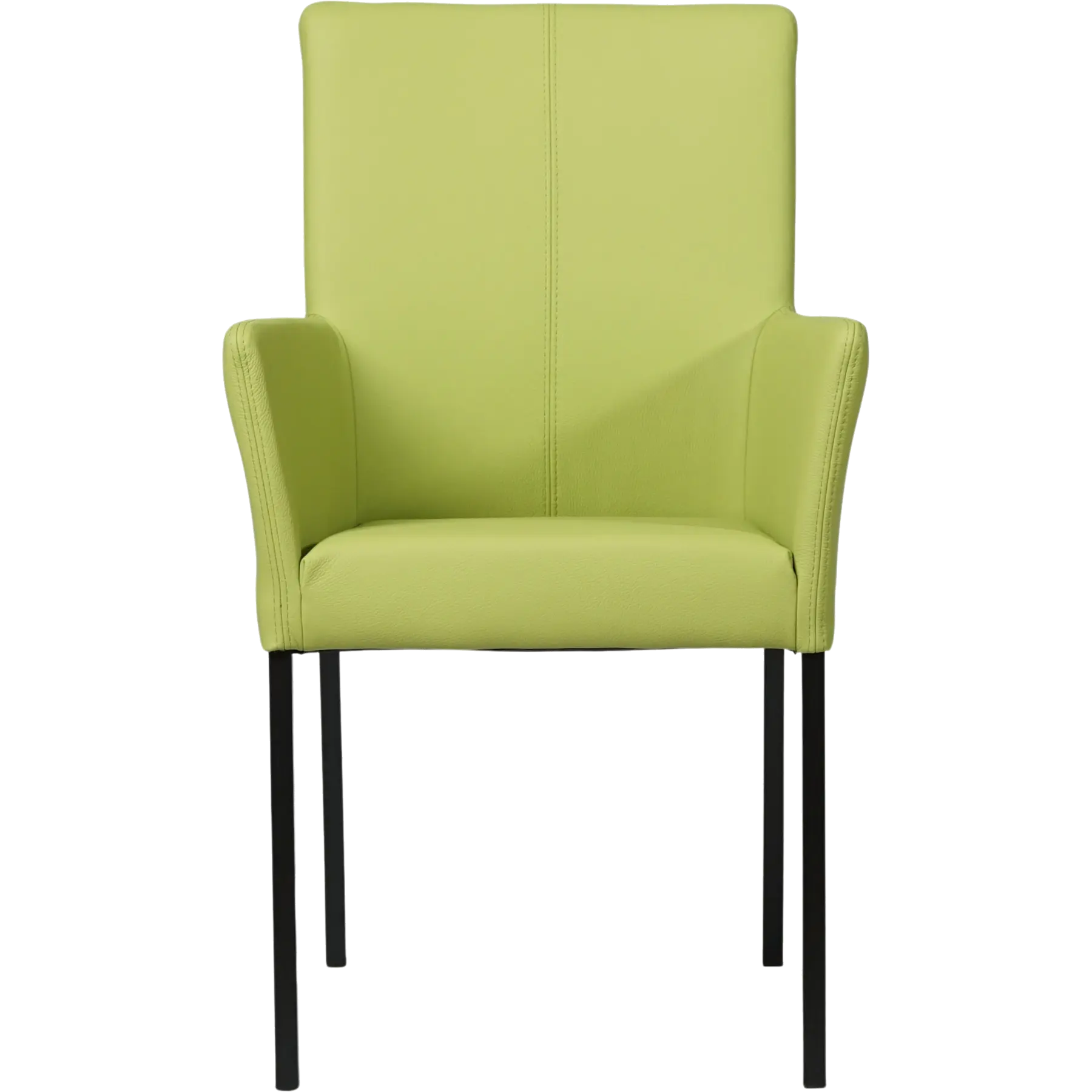 afbeelding van Leren eetkamerstoel Comfort met armleuning - Toledo Lime (felgroen) - Poten staal vierkant zwart