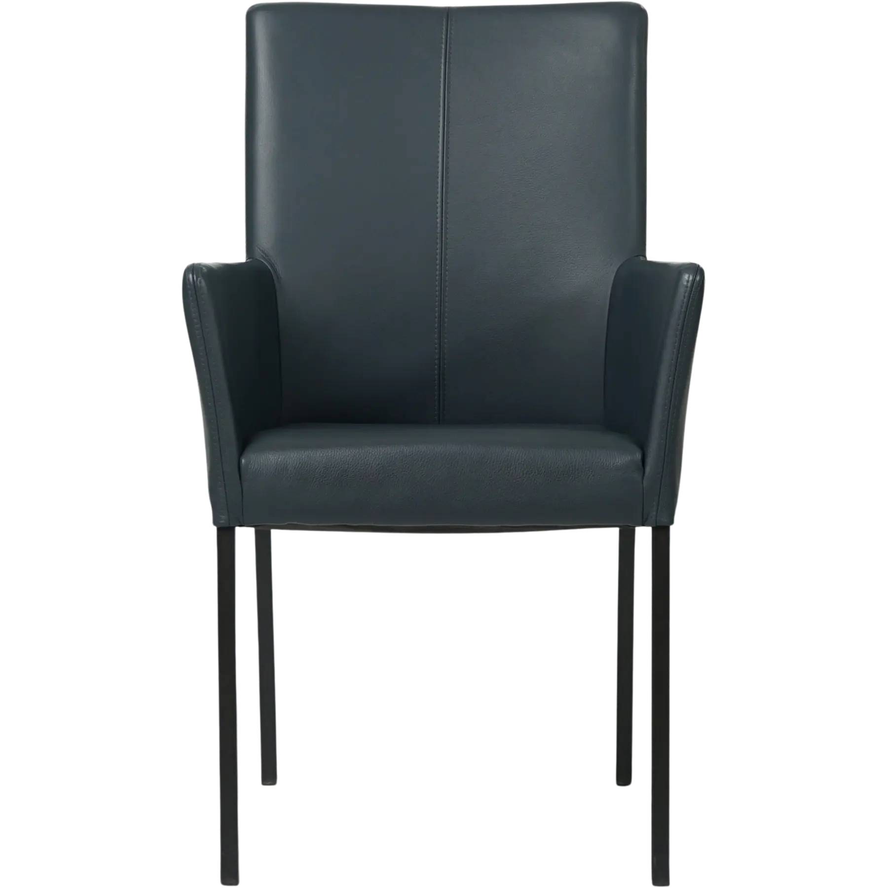 afbeelding van Leren eetkamerstoel Comfort met armleuning - Toledo Marine (blauw) - Poten staal vierkant zwart