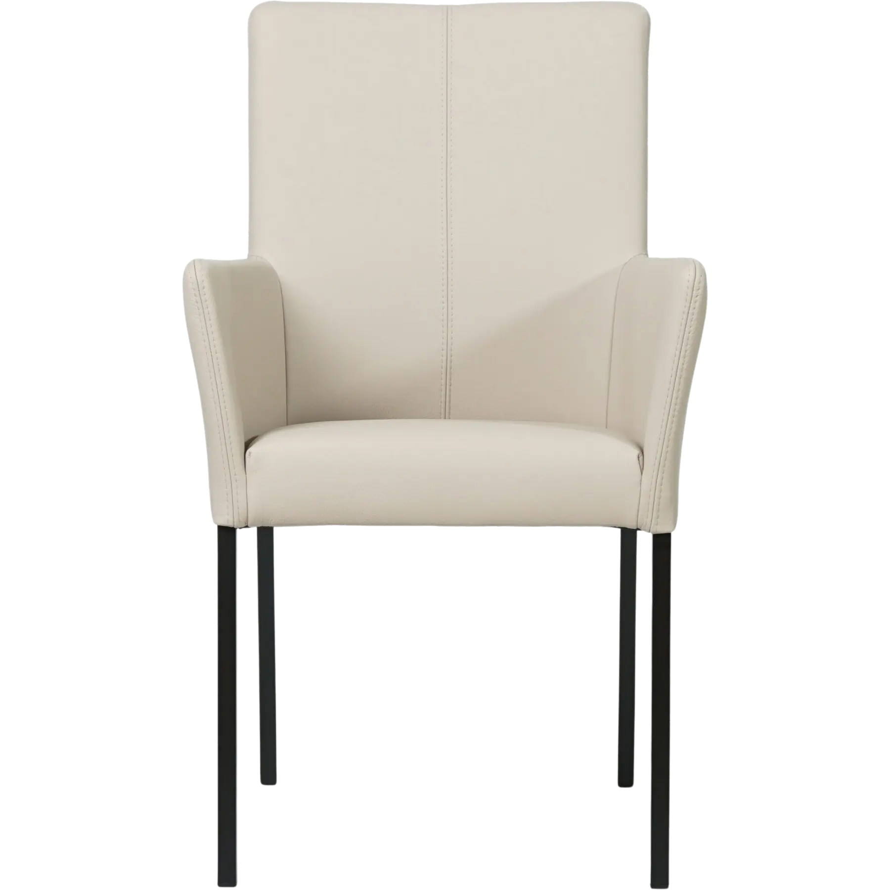 afbeelding van Leren eetkamerstoel Comfort met armleuning - Toledo Misty (crème) - Poten staal vierkant zwart