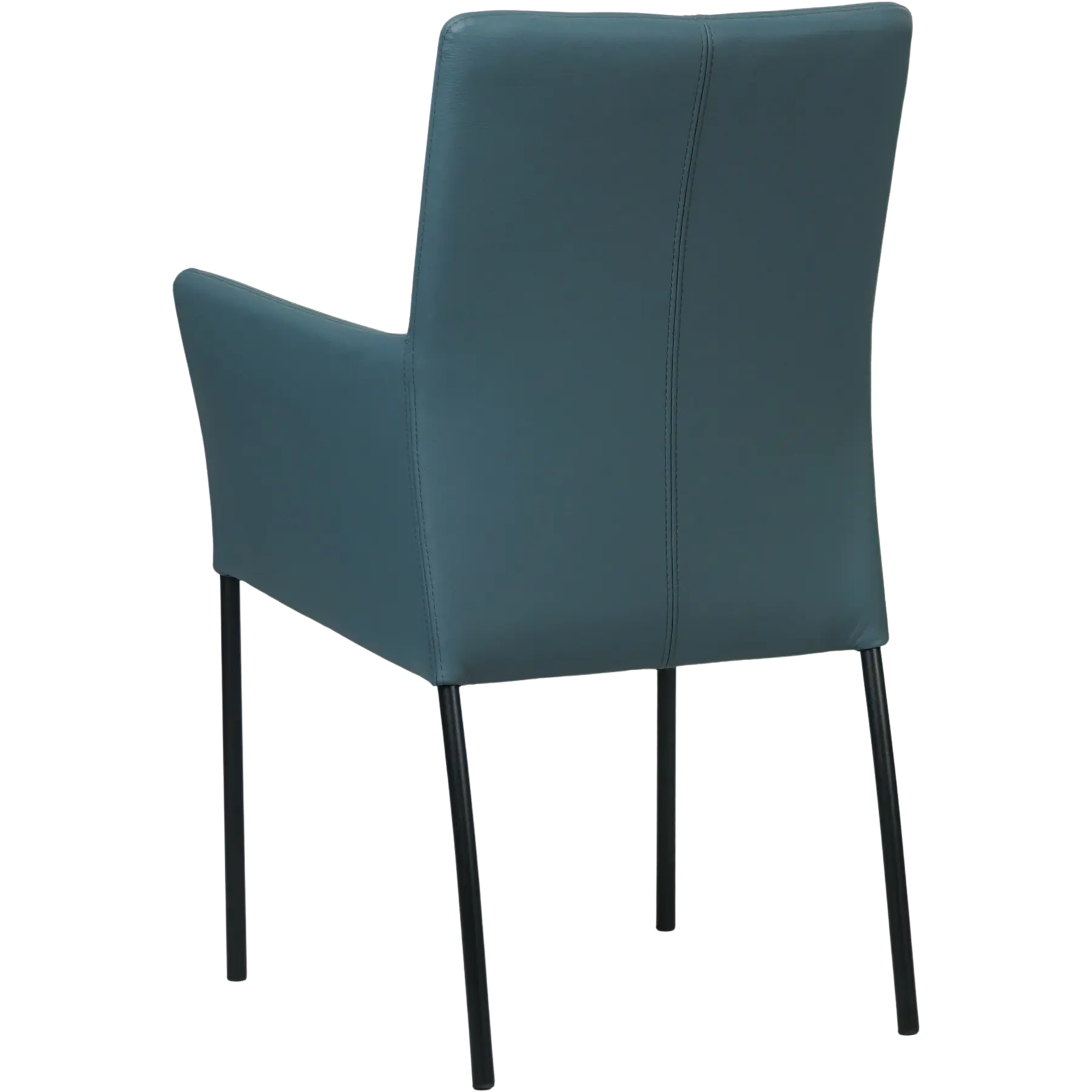 afbeelding van Leren eetkamerstoel Comfort met armleuning - Toledo Whale (blauw/grijs) - Poten staal rond zwart