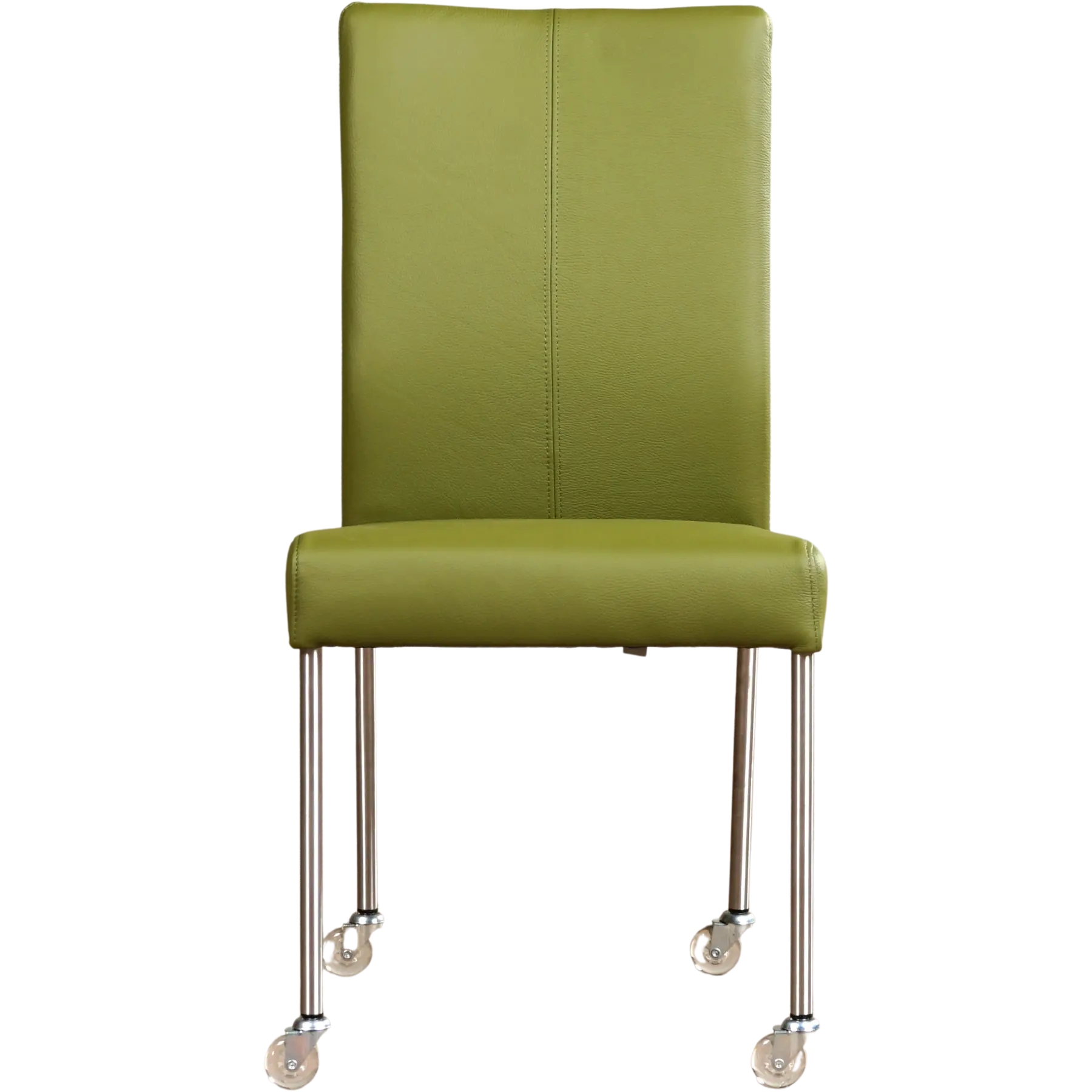 afbeelding van Leren eetkamerstoel Comfort met wieltjes