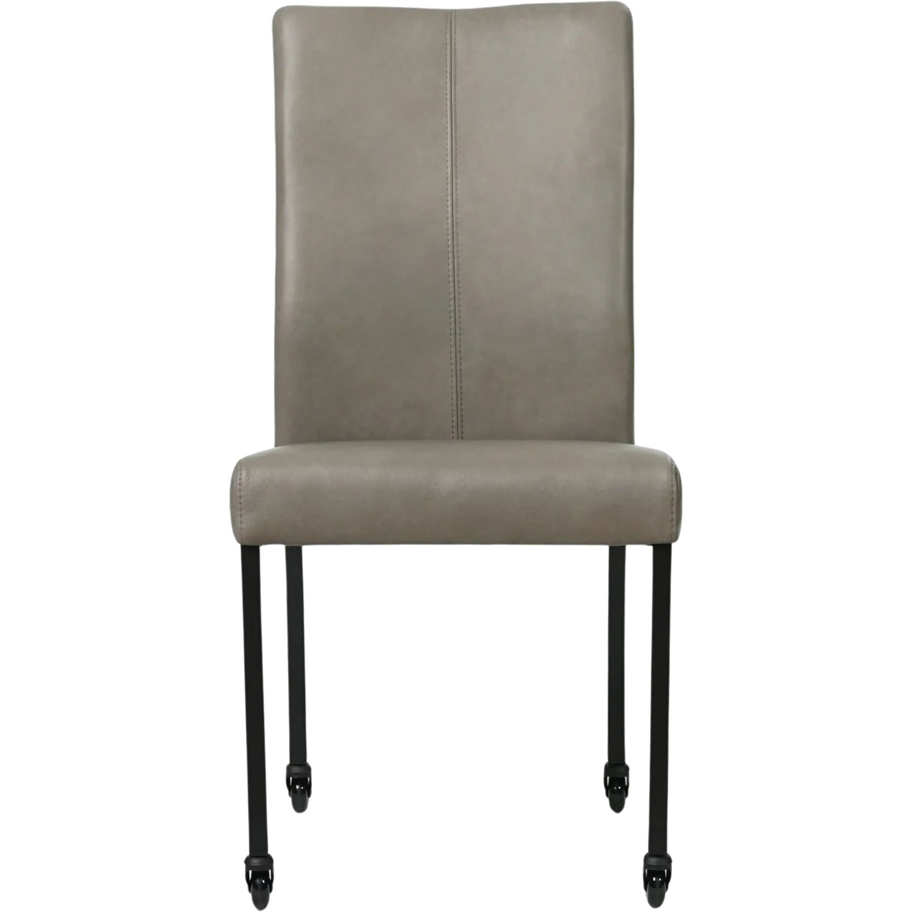 afbeelding van Leren eetkamerstoel Comfort met wieltjes - Granada Steel (grijs) - Poten staal vierkant zwart