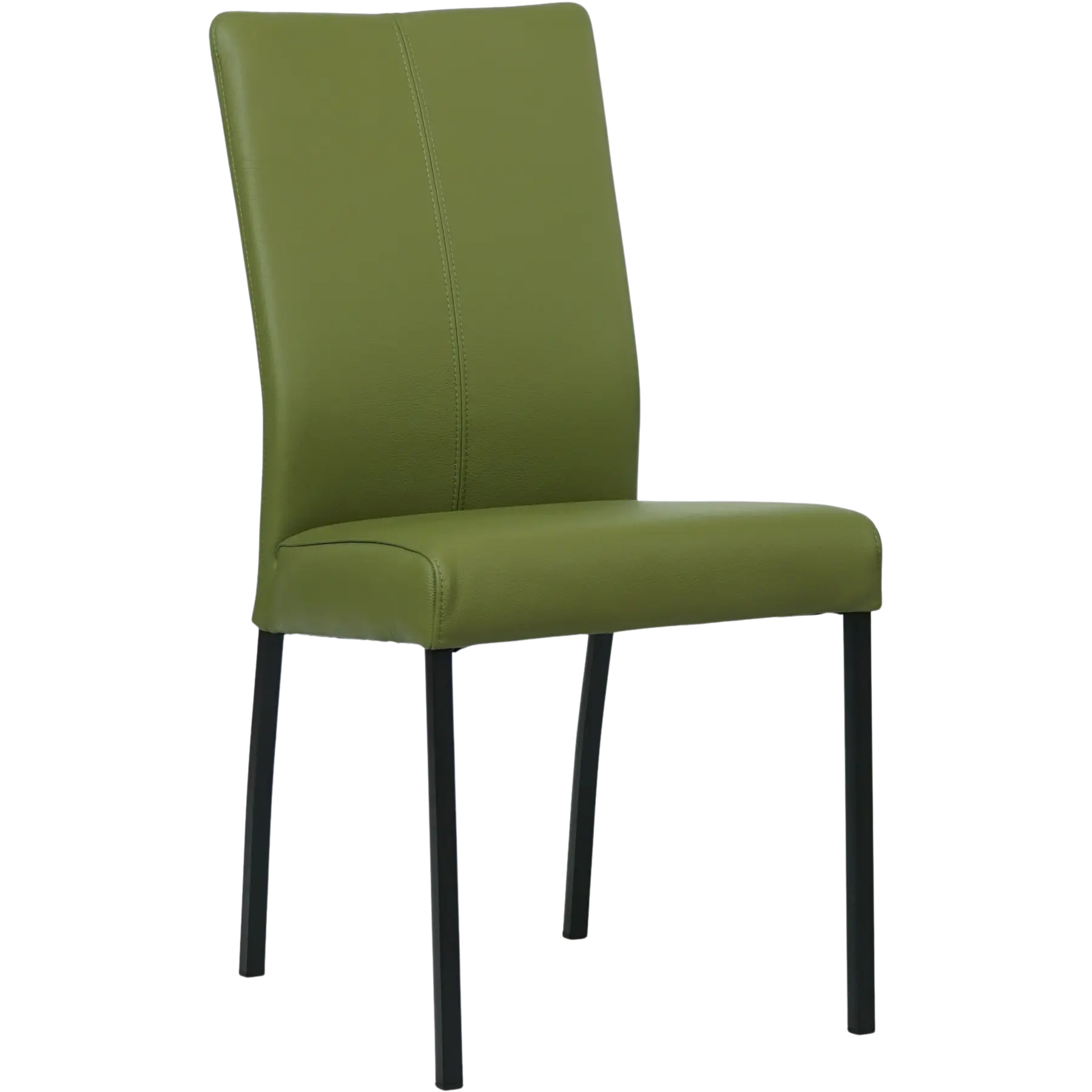 afbeelding van Leren eetkamerstoel Comfort - Toledo Apple Green (groen) - Poten staal vierkant zwart