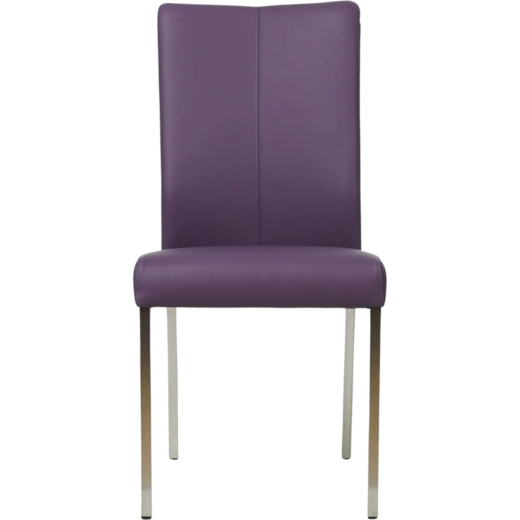 afbeelding van Leren eetkamerstoel Comfort - Toledo Aubergine (paars) - Poten staal vierkant RVS