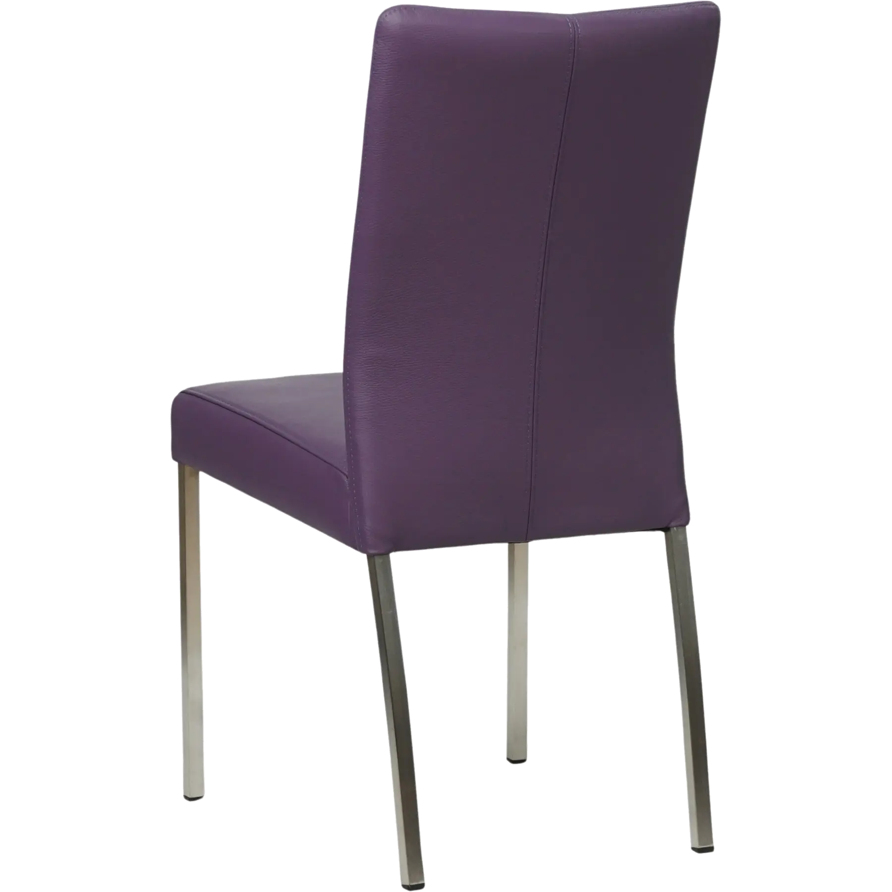 afbeelding van Leren eetkamerstoel Comfort - Toledo Aubergine (paars) - Poten staal vierkant RVS