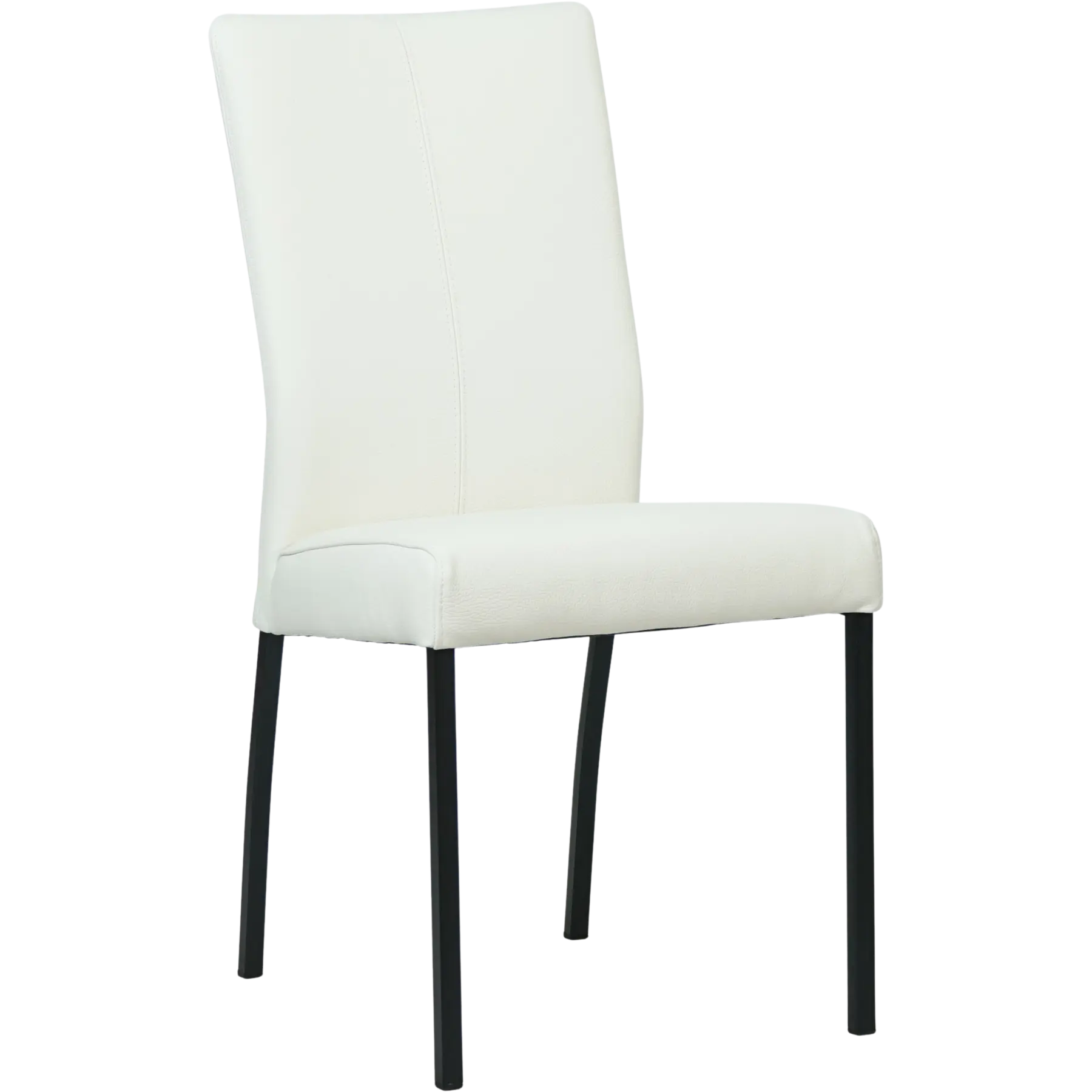 afbeelding van Leren eetkamerstoel Comfort - Toledo Bianco (gebroken wit) - Poten staal vierkant zwart