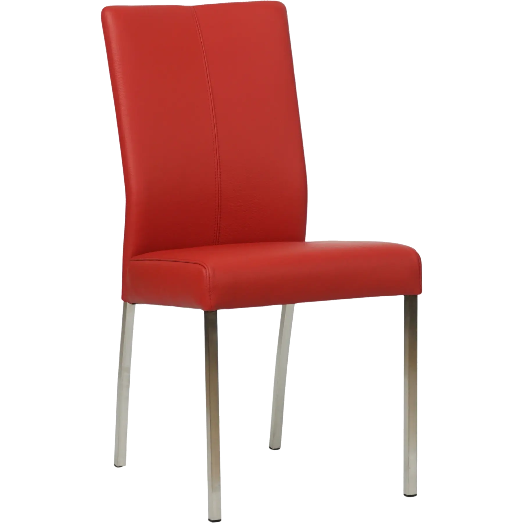 afbeelding van Leren eetkamerstoel Comfort - Toledo Ducati (rood) - Poten staal vierkant RVS