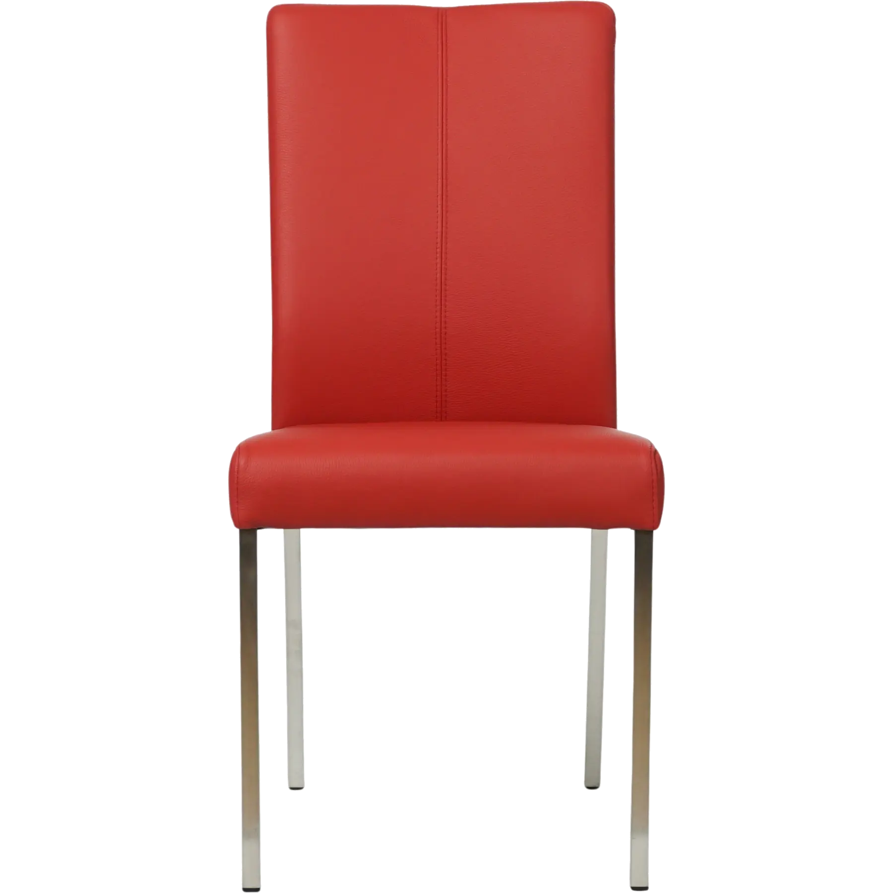 afbeelding van Leren eetkamerstoel Comfort - Toledo Ducati (rood) - Poten staal vierkant RVS