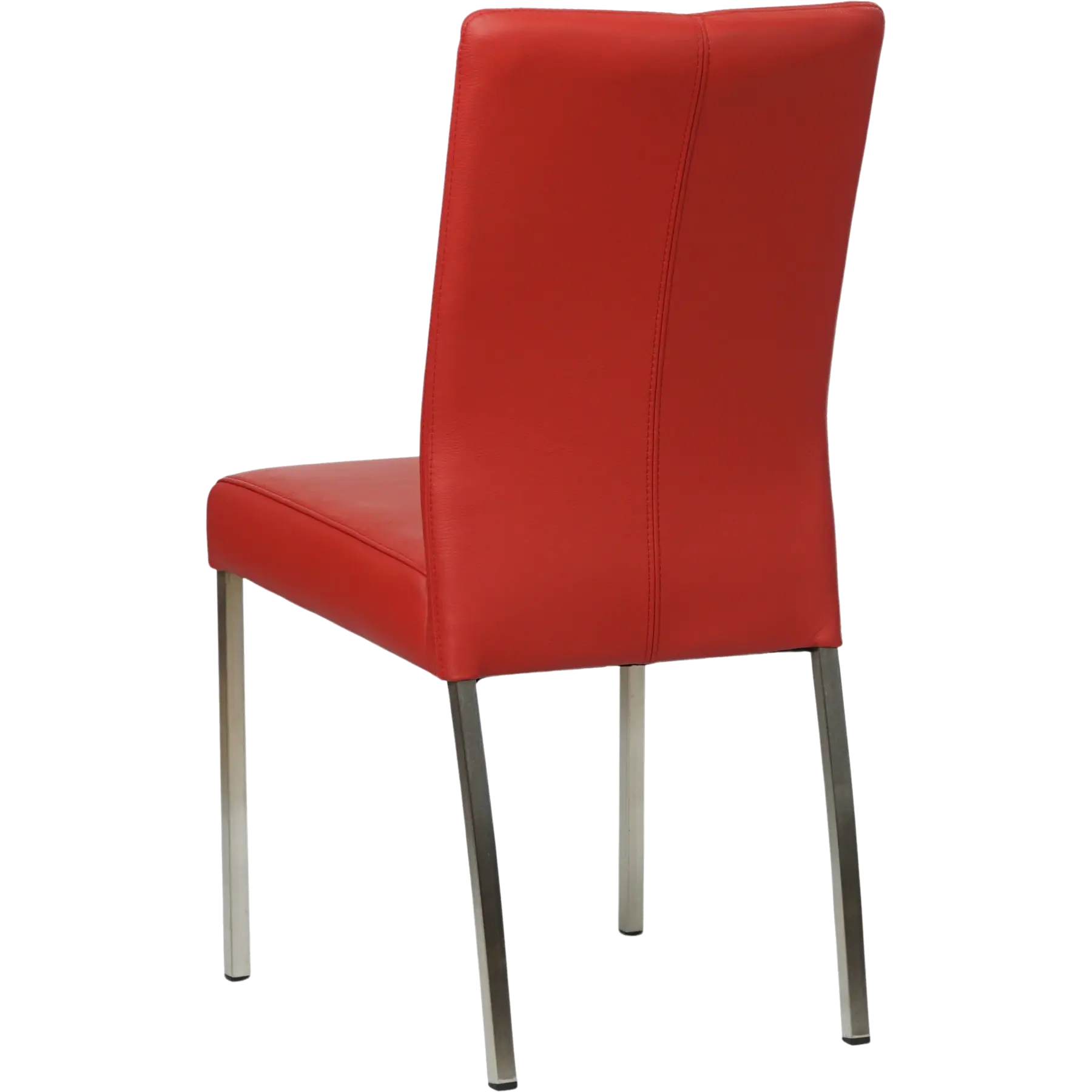 afbeelding van Leren eetkamerstoel Comfort - Toledo Ducati (rood) - Poten staal vierkant RVS