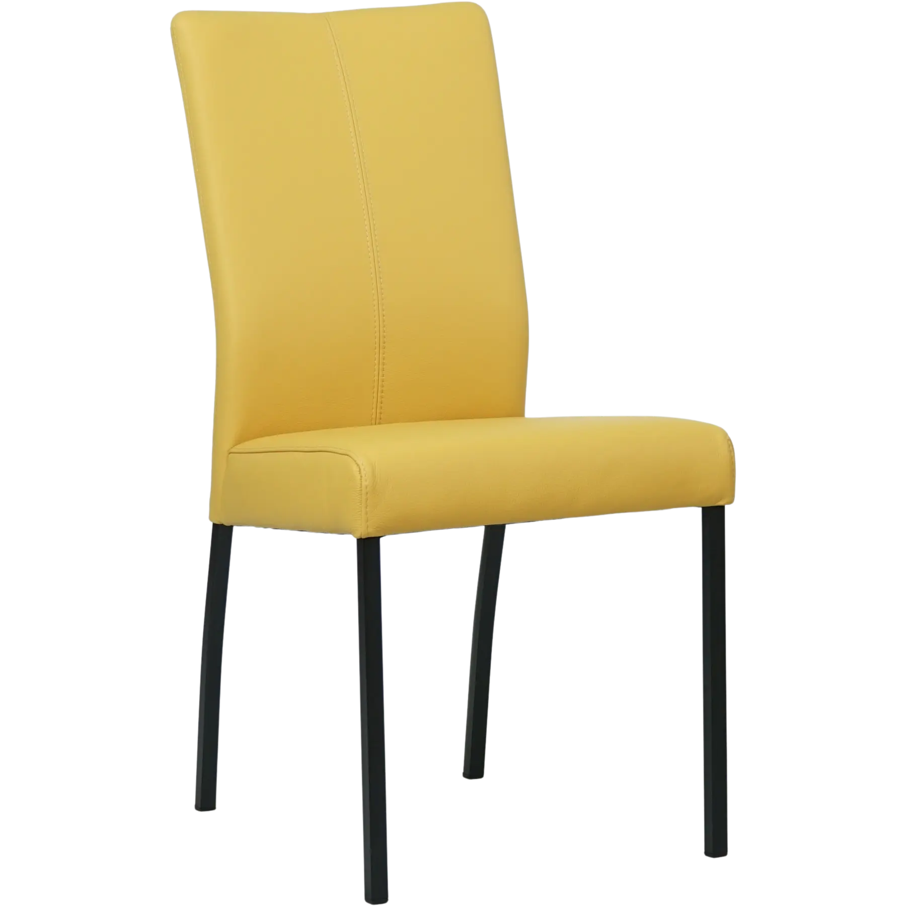 afbeelding van Leren eetkamerstoel Comfort - Toledo Giallo (geel) - Poten staal vierkant zwart