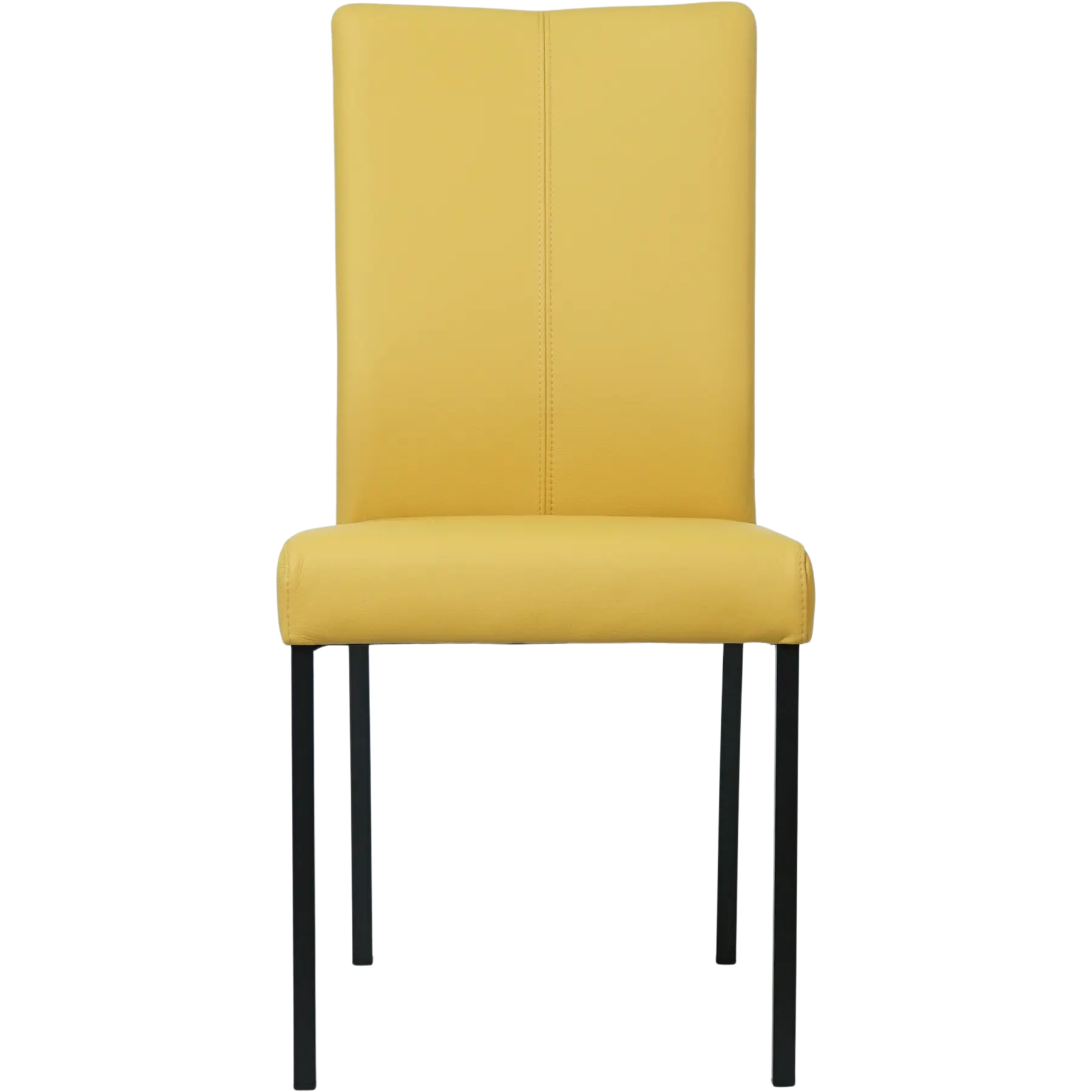 afbeelding van Leren eetkamerstoel Comfort - Toledo Giallo (geel) - Poten staal vierkant zwart