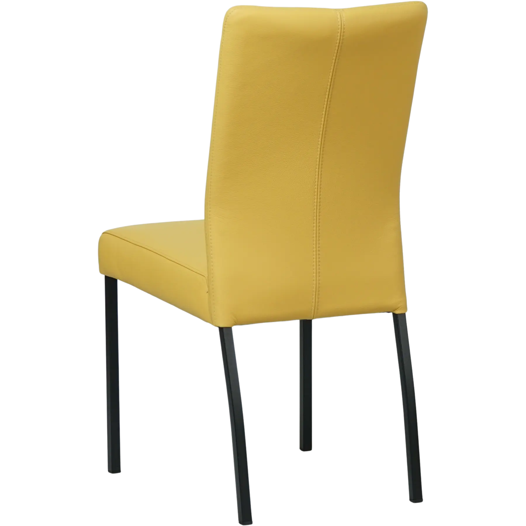 afbeelding van Leren eetkamerstoel Comfort - Toledo Giallo (geel) - Poten staal vierkant zwart