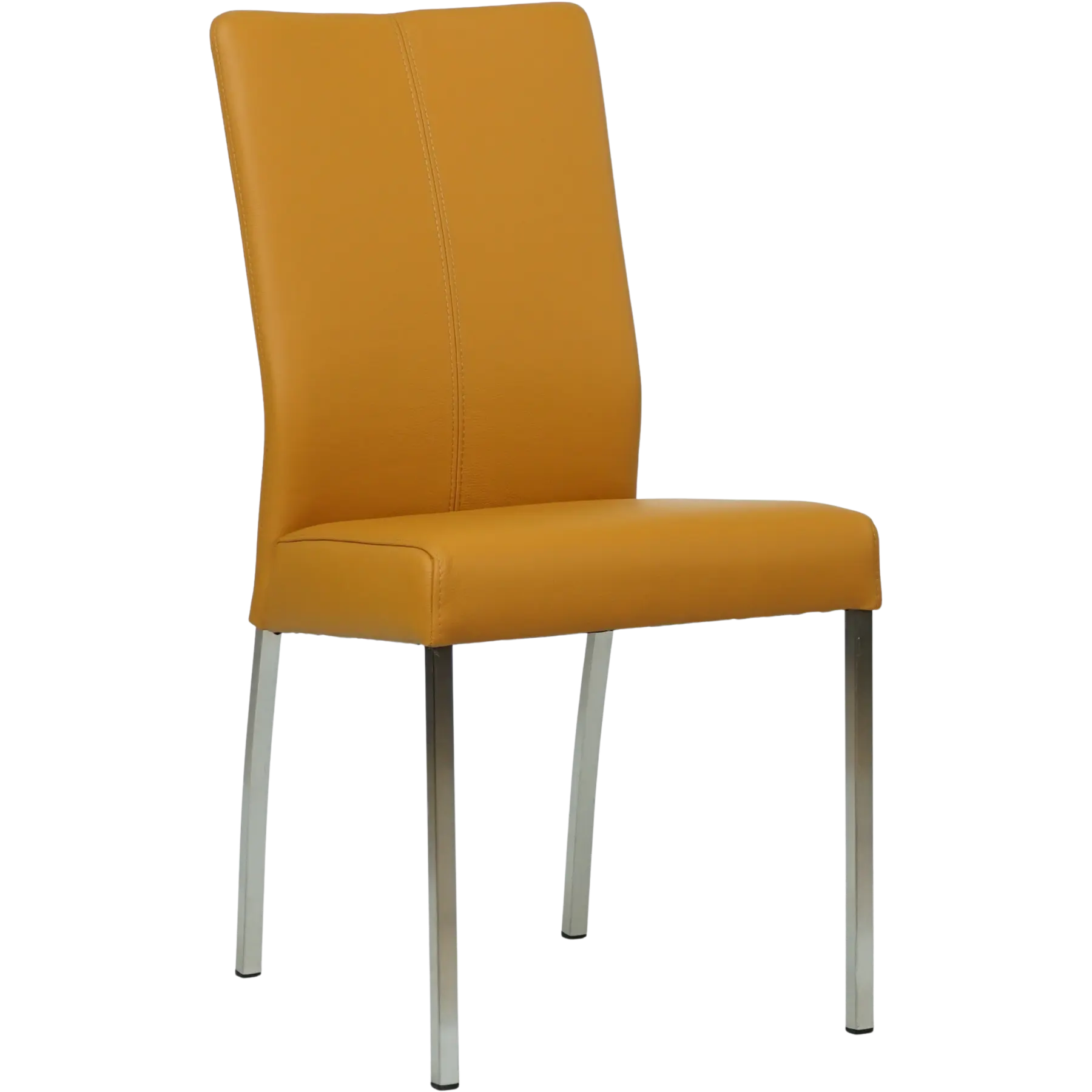 afbeelding van Leren eetkamerstoel Comfort - Toledo Leem (geel/bruin) - Poten staal vierkant RVS