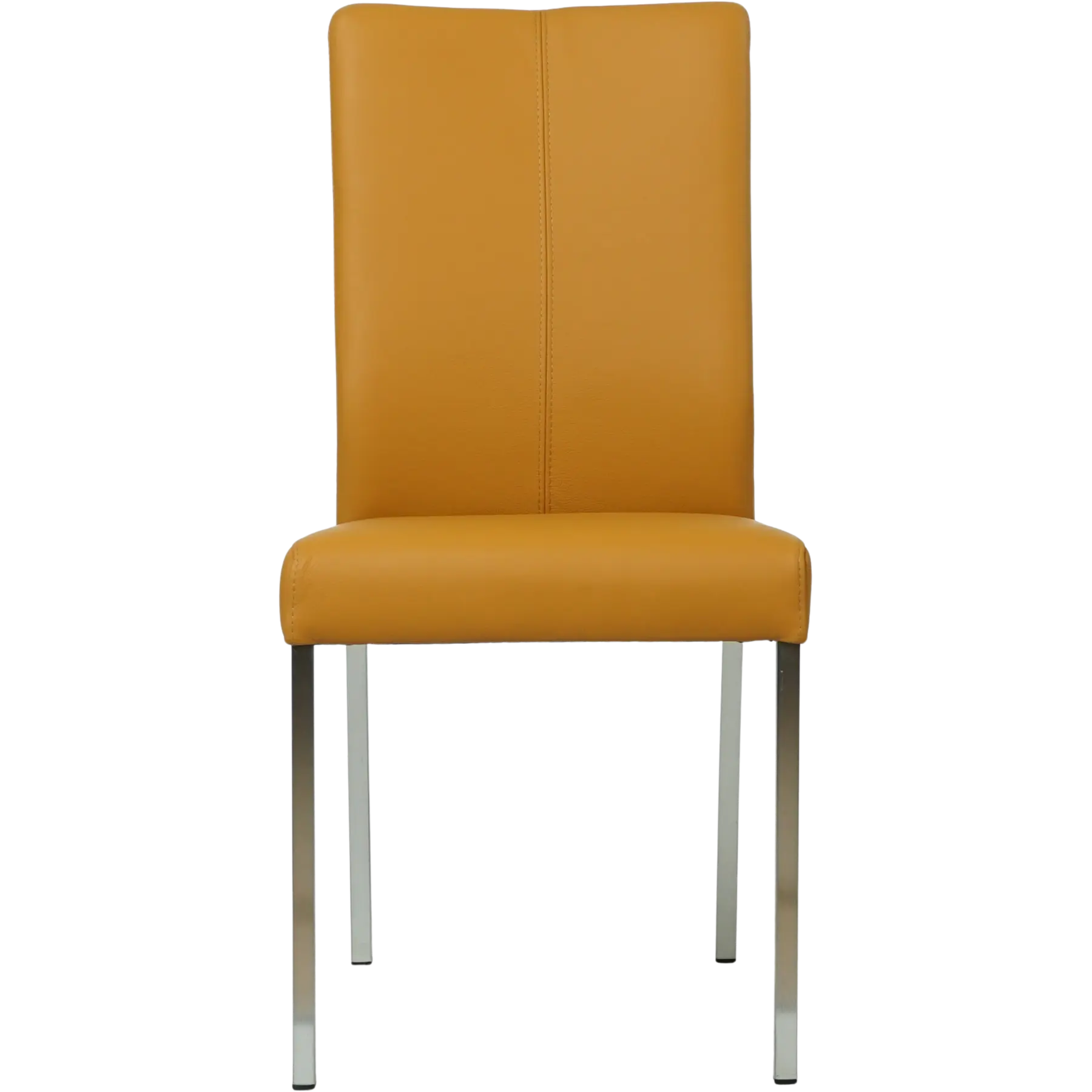 afbeelding van Leren eetkamerstoel Comfort - Toledo Leem (geel/bruin) - Poten staal vierkant RVS