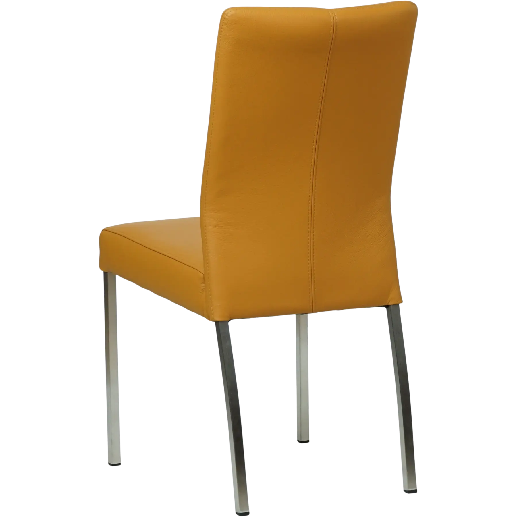 afbeelding van Leren eetkamerstoel Comfort - Toledo Leem (geel/bruin) - Poten staal vierkant RVS