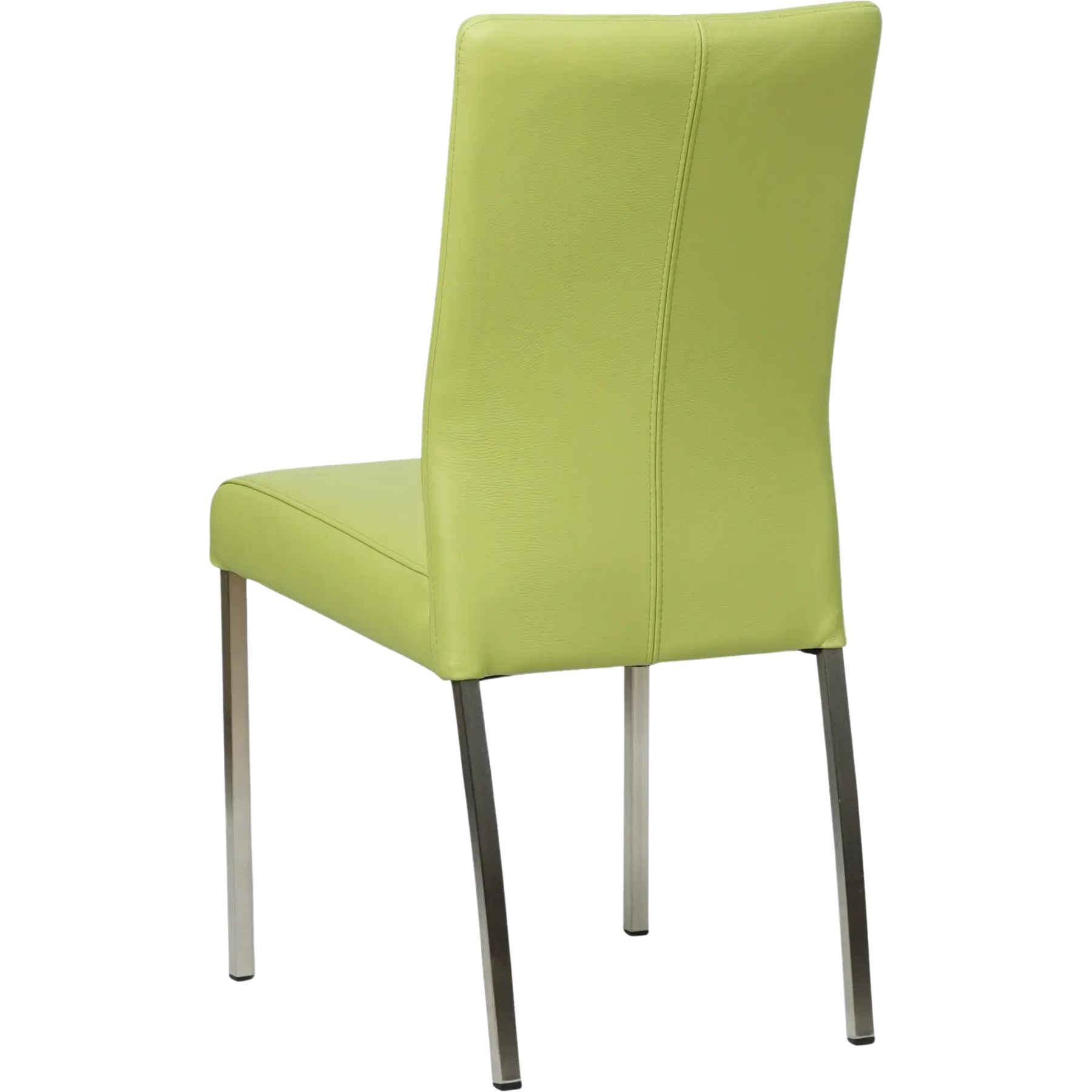 afbeelding van Leren eetkamerstoel Comfort met armleuning - Toledo Lime (felgroen) - Poten staal rond RVS