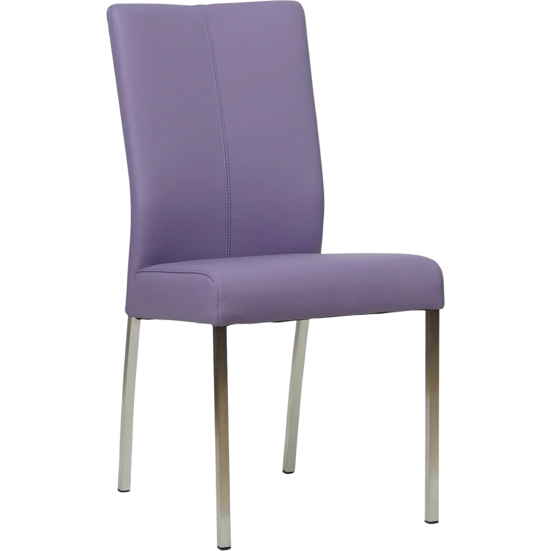 afbeelding van Leren eetkamerstoel Comfort - Toledo Lila (lichtpaars) - Poten staal vierkant RVS