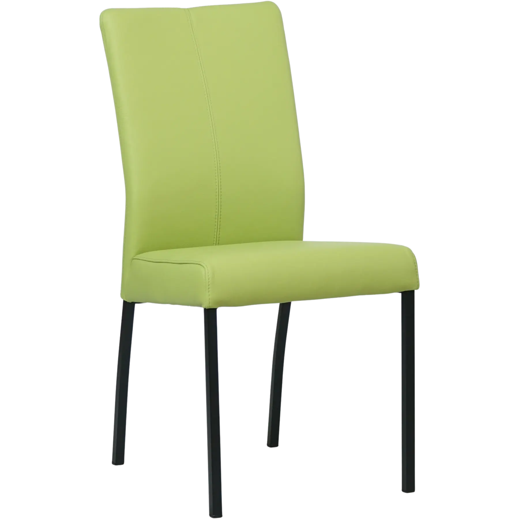 afbeelding van Leren eetkamerstoel Comfort - Toledo Lime (felgroen) - Poten staal vierkant zwart