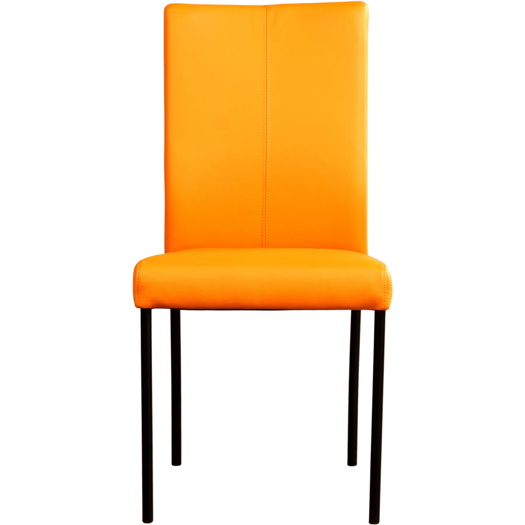 afbeelding van Leren eetkamerstoel Comfort - Toledo Mandarin (oranje) - Poten staal rond zwart