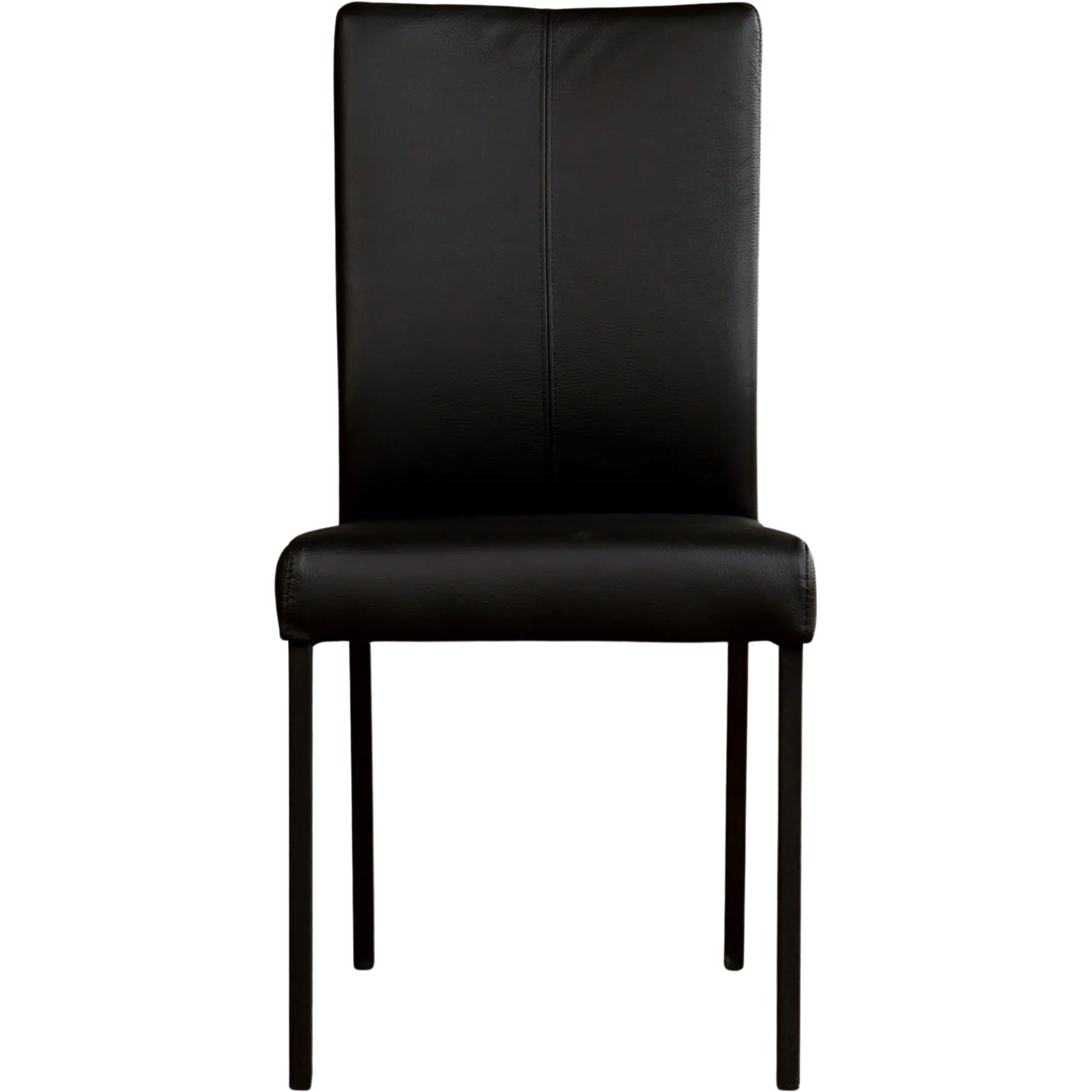 afbeelding van Leren eetkamerstoel Comfort - Toledo Nero (zwart) - Poten staal vierkant zwart