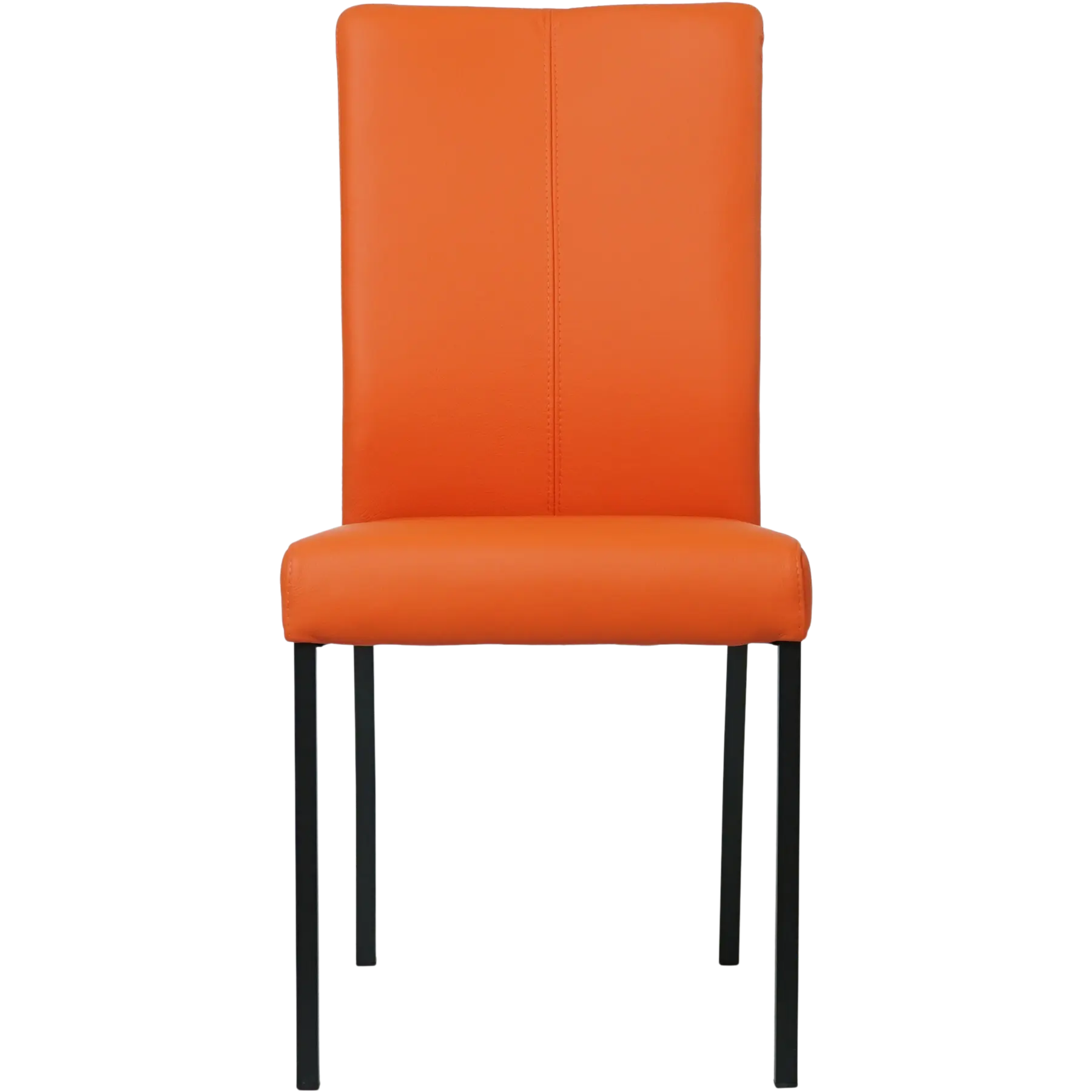 afbeelding van Leren eetkamerstoel Comfort - Toledo Orange (oranje) - Poten staal vierkant zwart