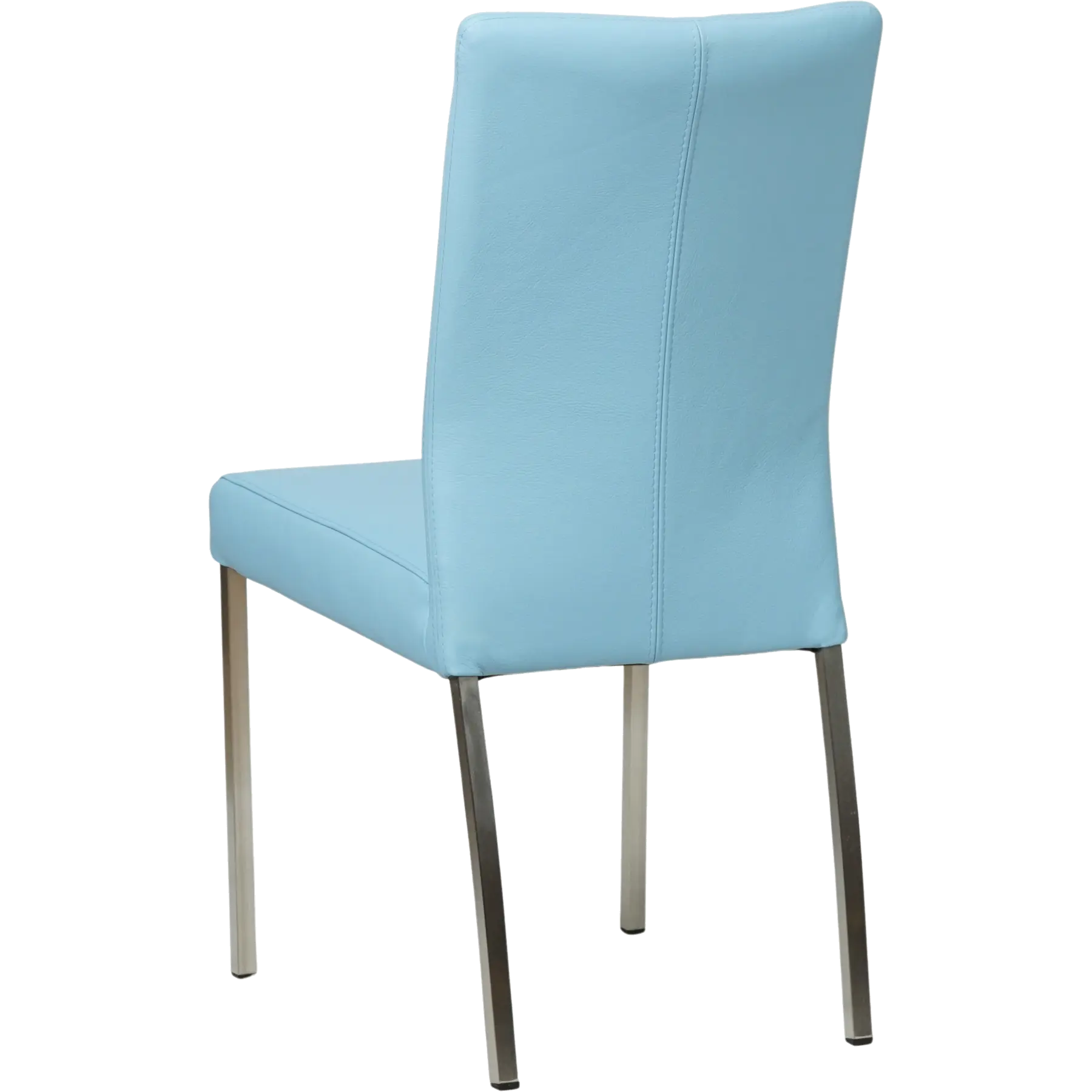 afbeelding van Leren eetkamerstoel Comfort - Toledo Sky Blue (lichtblauw) - Poten staal vierkant RVS