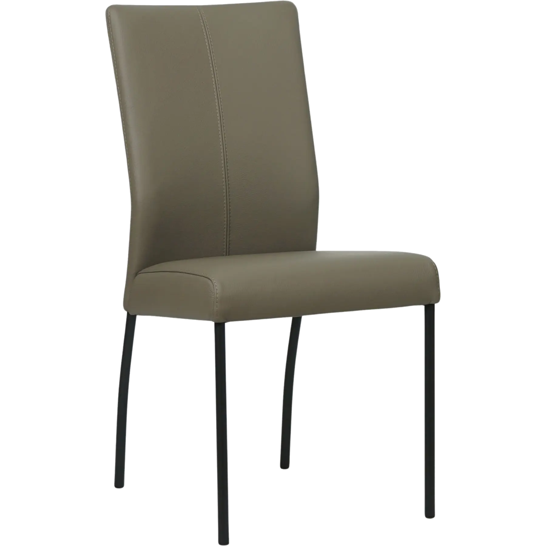 afbeelding van Leren eetkamerstoel Comfort - Toledo Smog (grijs) - Poten staal rond zwart