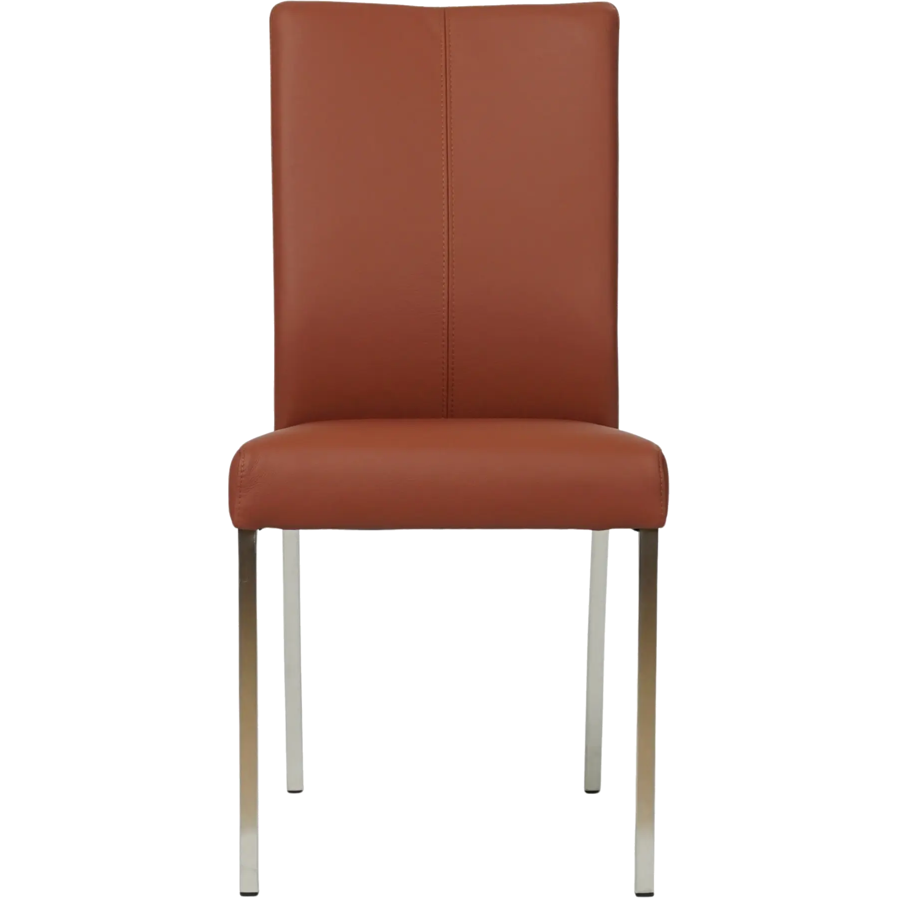 afbeelding van Leren eetkamerstoel Comfort - Toledo Terra (donkercognac) - Poten staal vierkant RVS