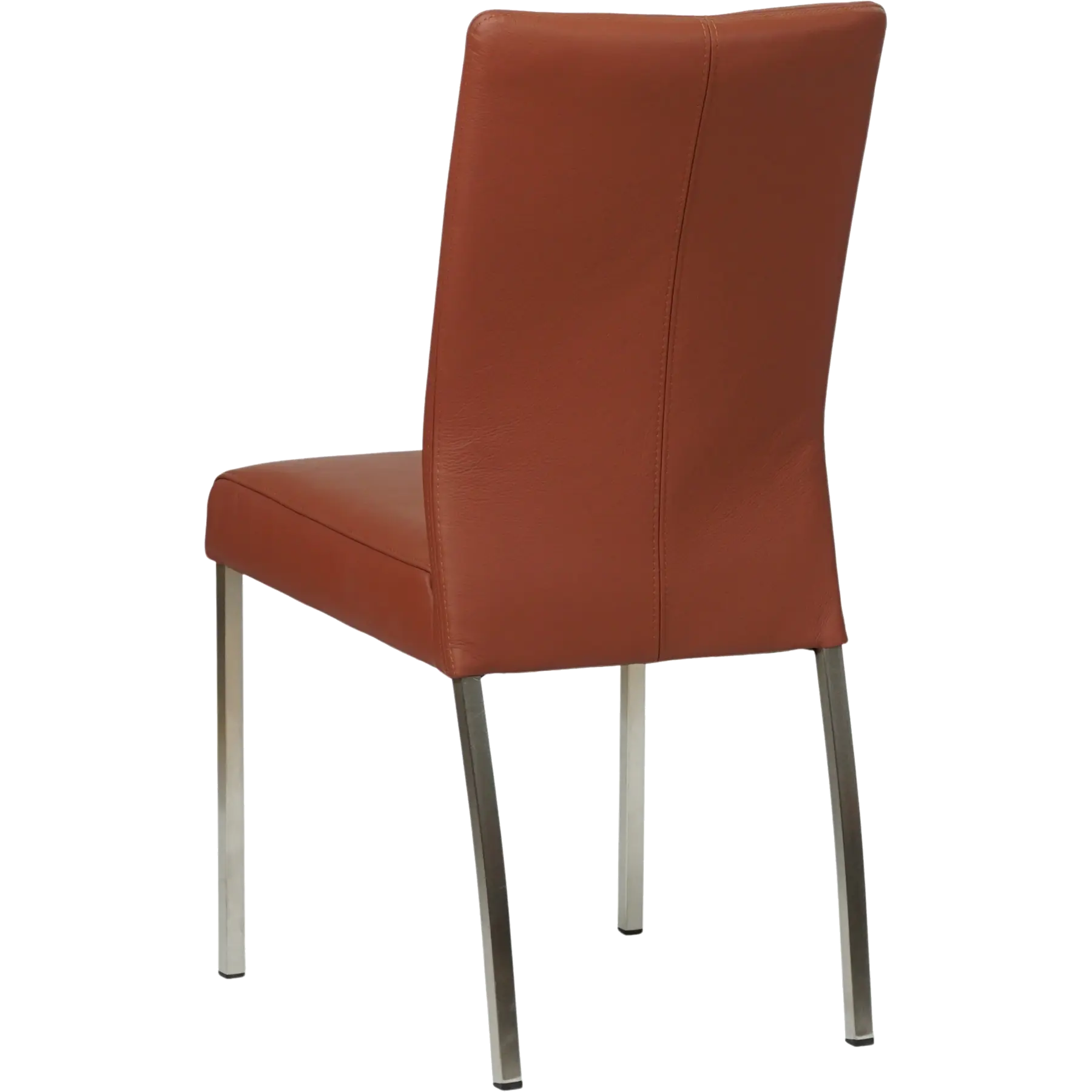 afbeelding van Leren eetkamerstoel Comfort - Toledo Terra (donkercognac) - Poten staal vierkant RVS