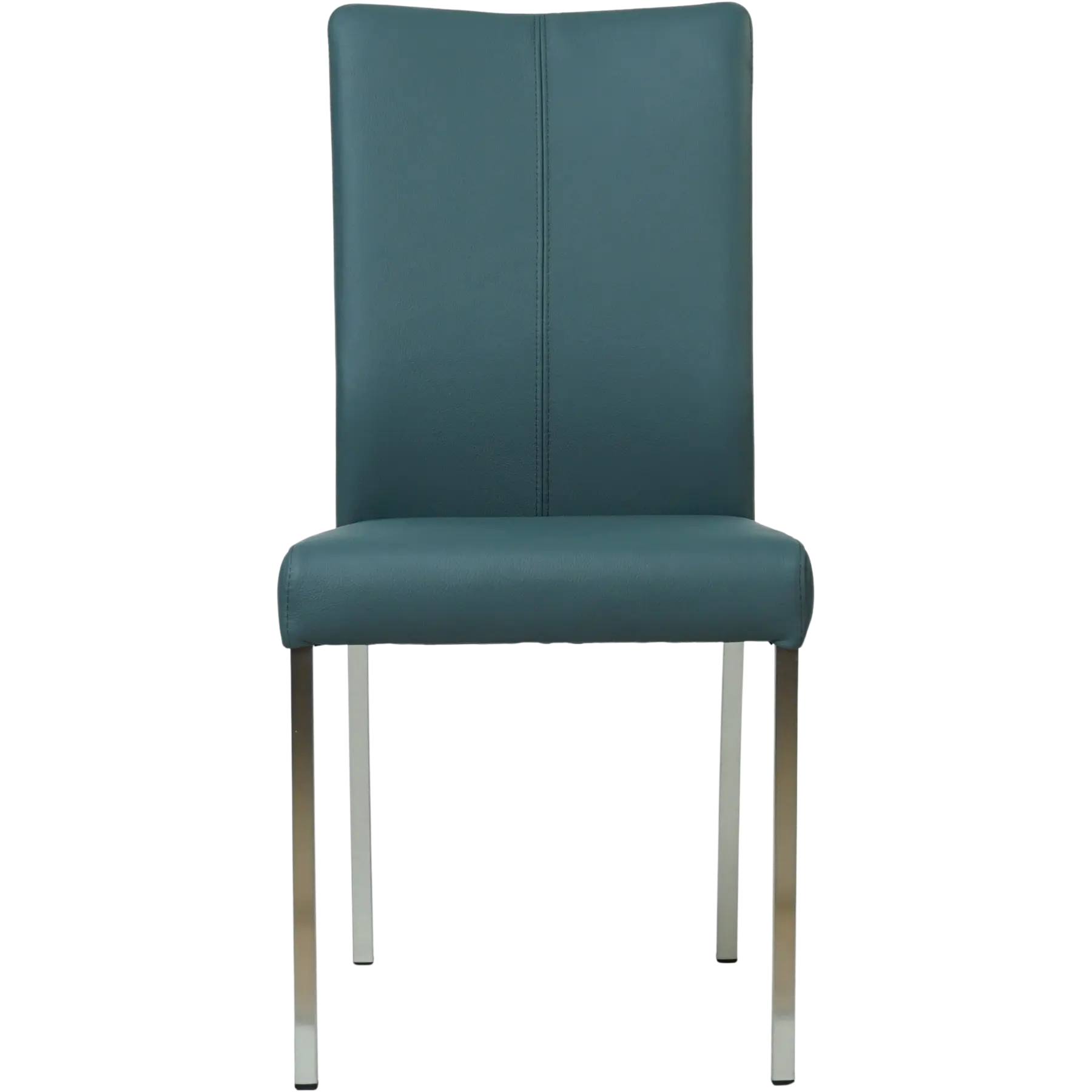 afbeelding van Leren eetkamerstoel Comfort - Toledo Whale (blauw/grijs) - Poten staal vierkant RVS