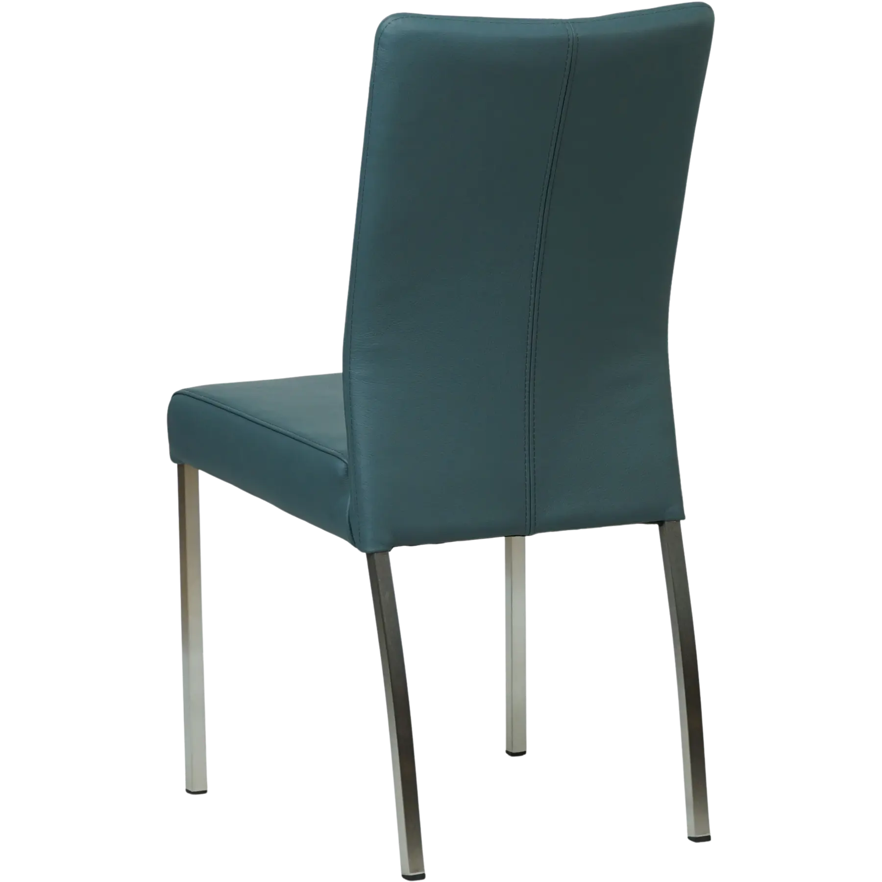 afbeelding van Leren eetkamerstoel Comfort - Toledo Whale (blauw/grijs) - Poten staal vierkant RVS