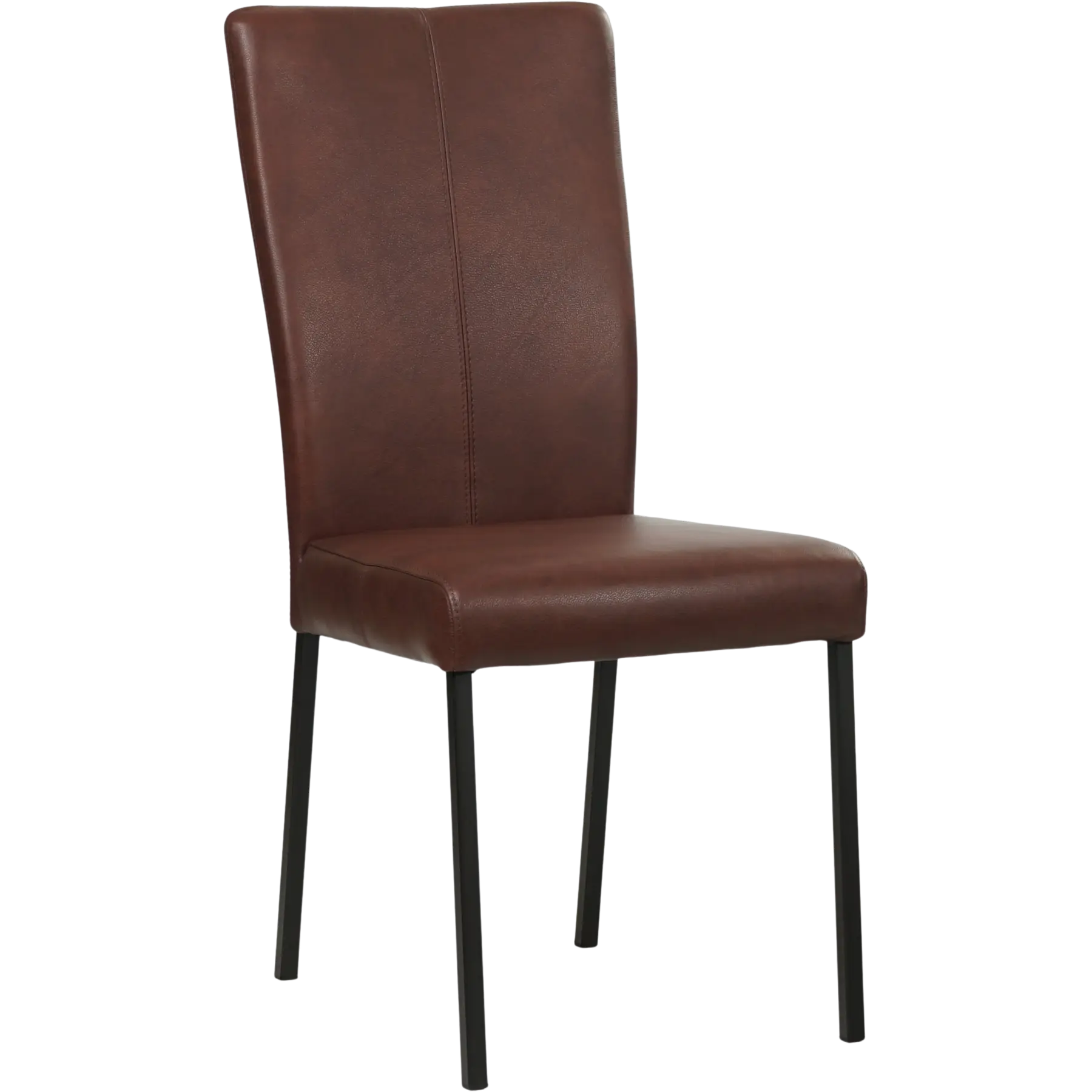 afbeelding van Leren eetkamerstoel Daily - Granada Cognac (donkercognac) - Poten staal vierkant zwart