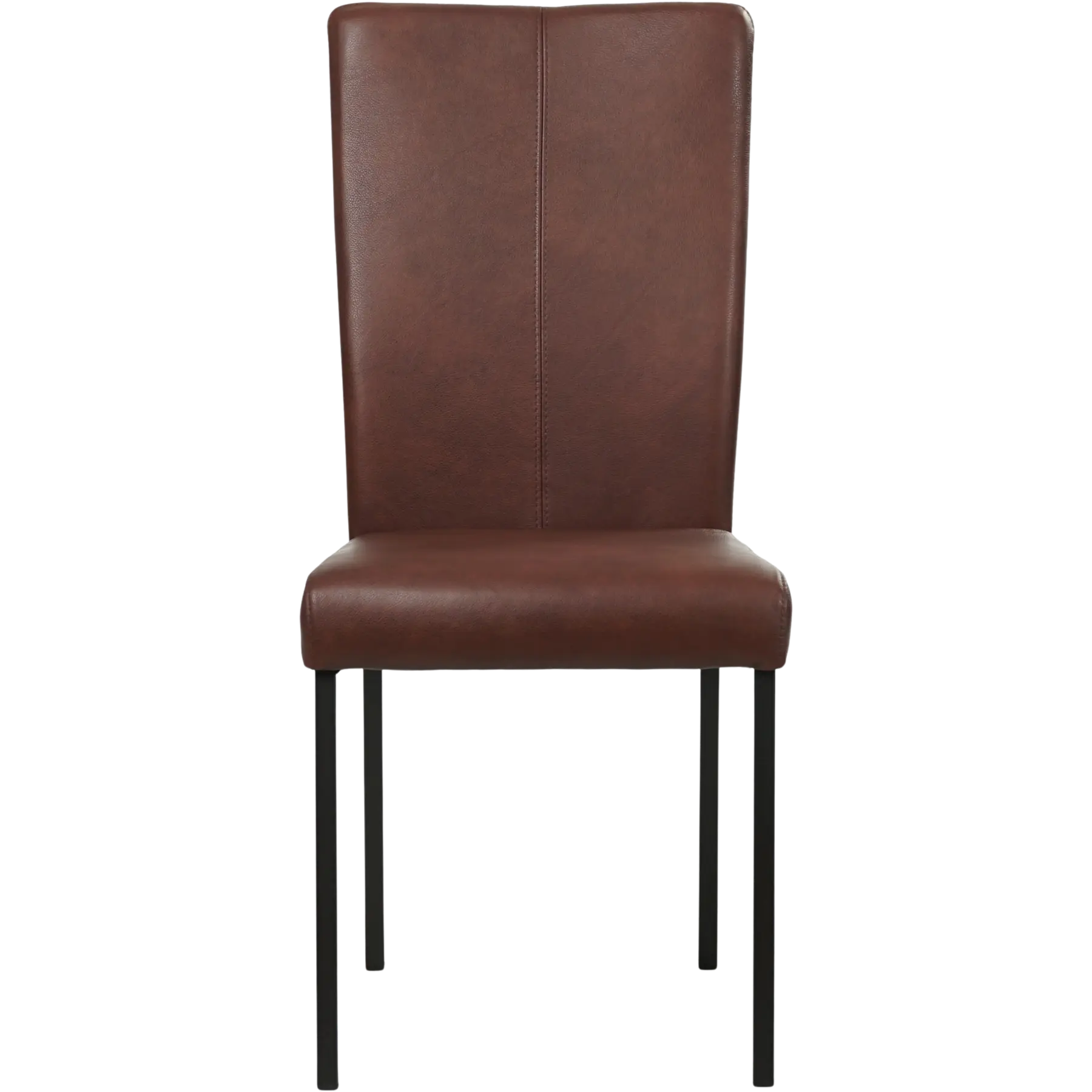 afbeelding van Leren eetkamerstoel Daily - Granada Cognac (donkercognac) - Poten staal vierkant zwart