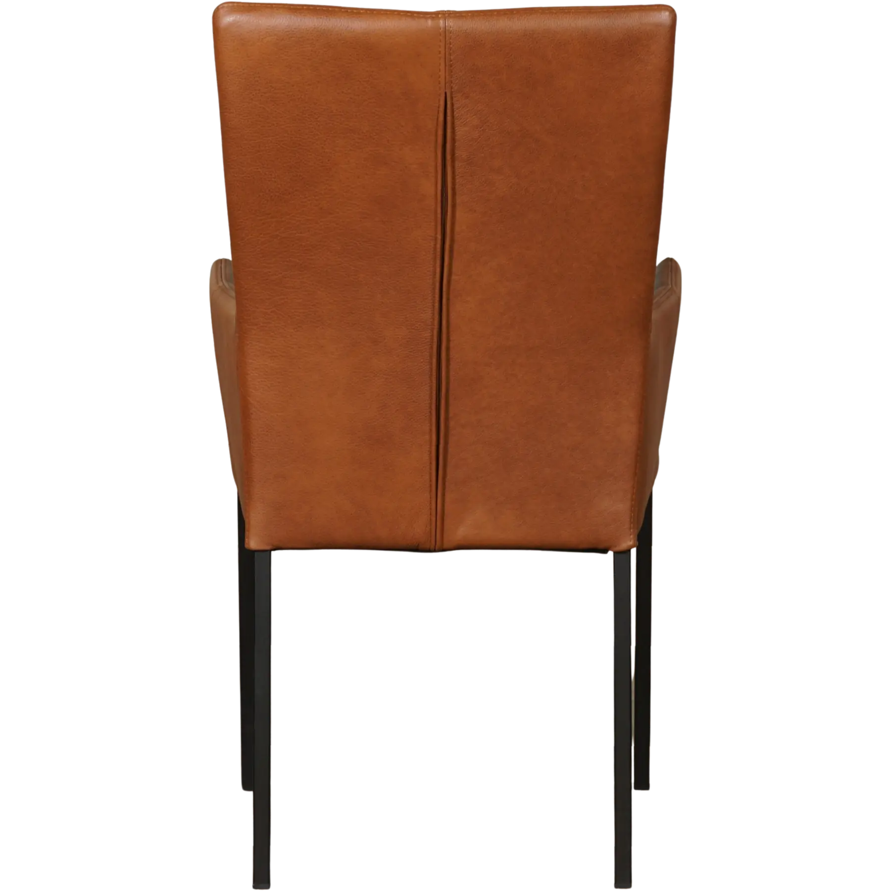 afbeelding van Leren eetkamerstoel Daily met armleuning - Granada Savannah (cognac) - Poten staal vierkant zwart