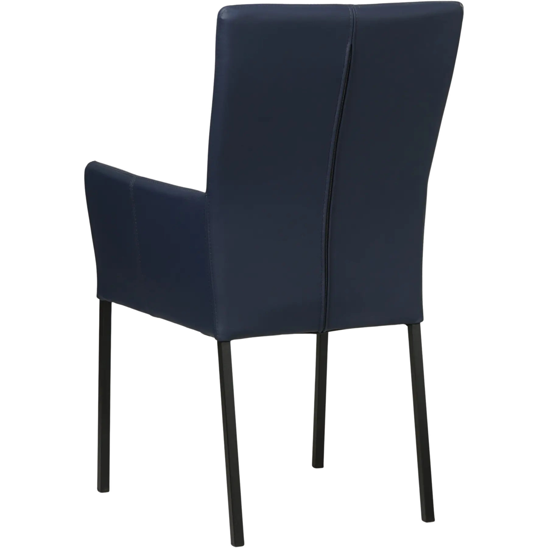 afbeelding van Leren eetkamerstoel Daily met armleuning - Hermes Kobalt (blauw) - Poten staal vierkant zwart