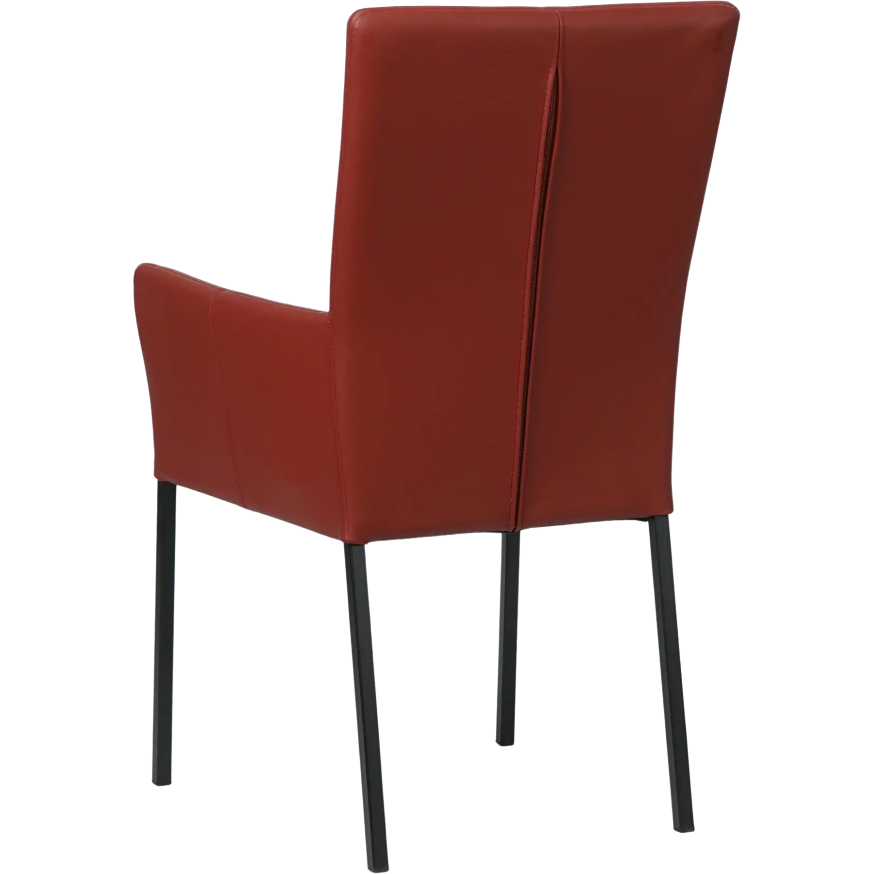 afbeelding van Leren eetkamerstoel Daily met armleuning - Toledo Cherry (rood) - Poten staal vierkant zwart