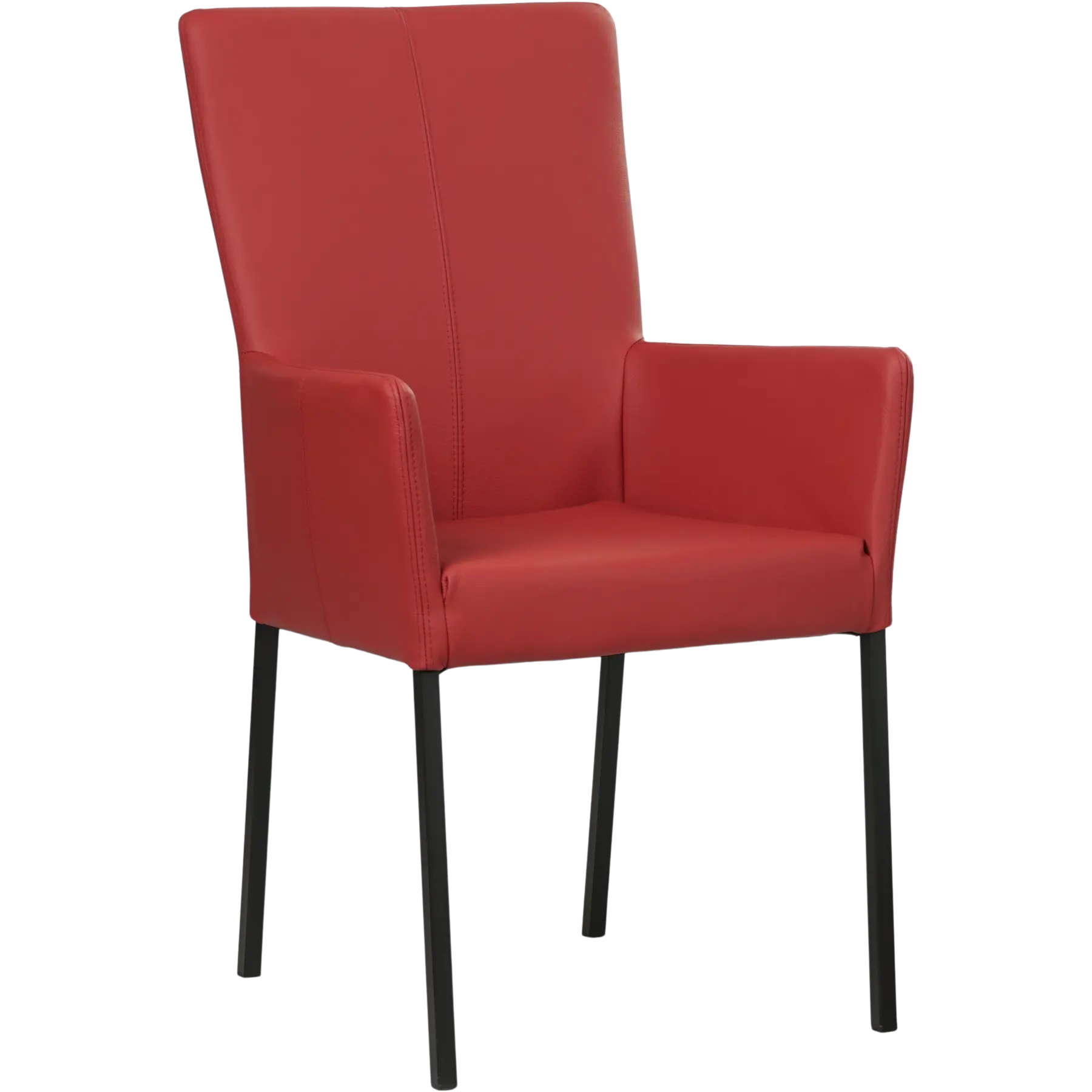 afbeelding van Leren eetkamerstoel Daily met armleuning - Toledo Ducati (rood) - Poten staal vierkant zwart