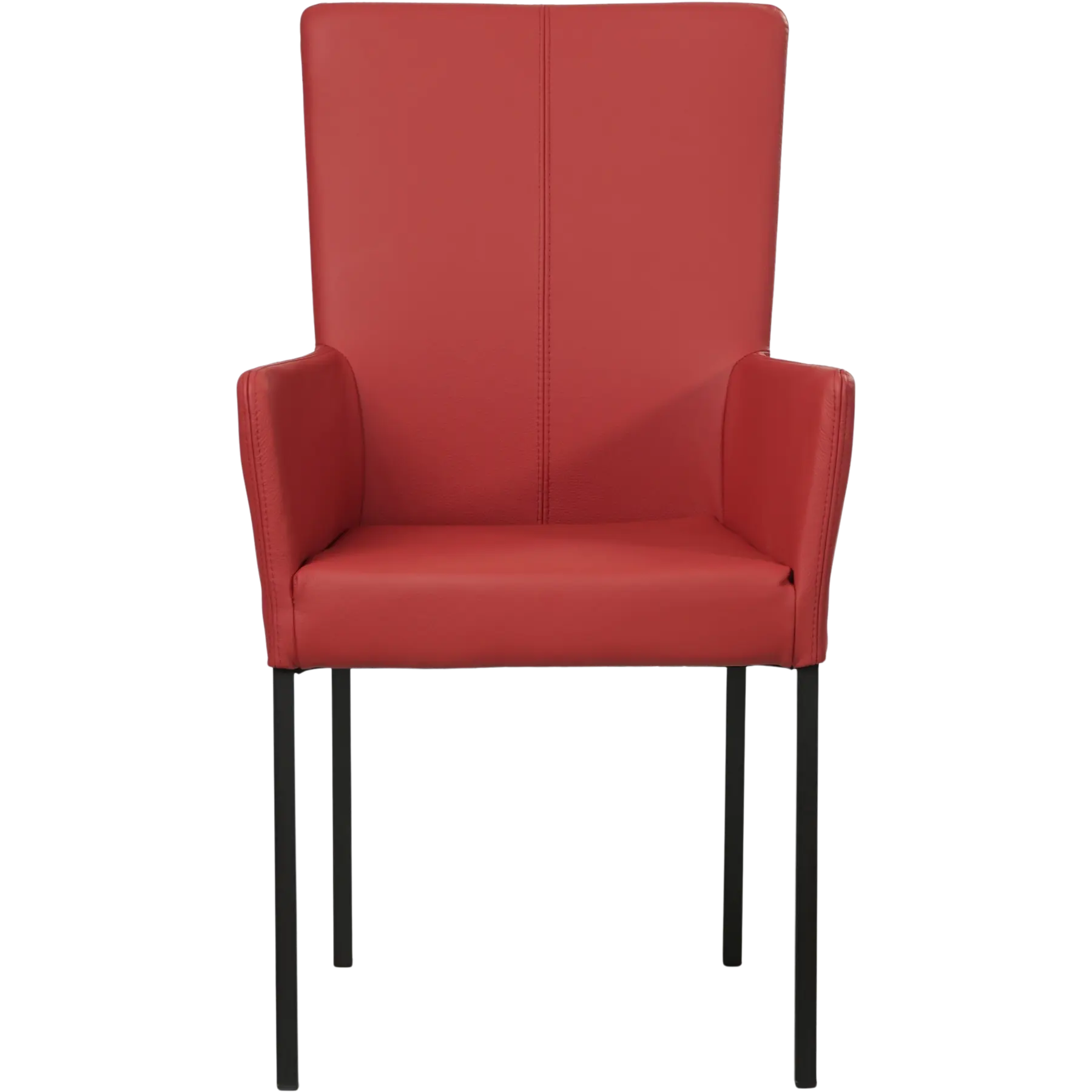 afbeelding van Leren eetkamerstoel Daily met armleuning - Toledo Ducati (rood) - Poten staal vierkant zwart