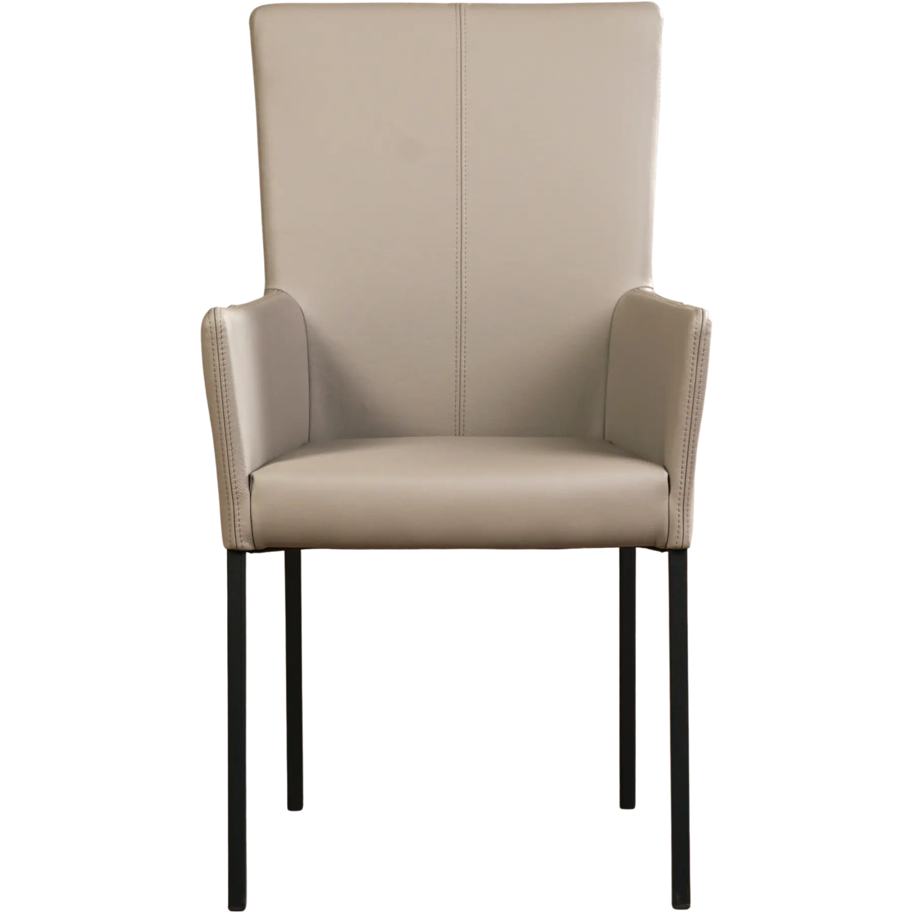 afbeelding van Leren eetkamerstoel Daily met armleuning - Toledo Khaki (taupe/bruin) - Poten staal vierkant zwart