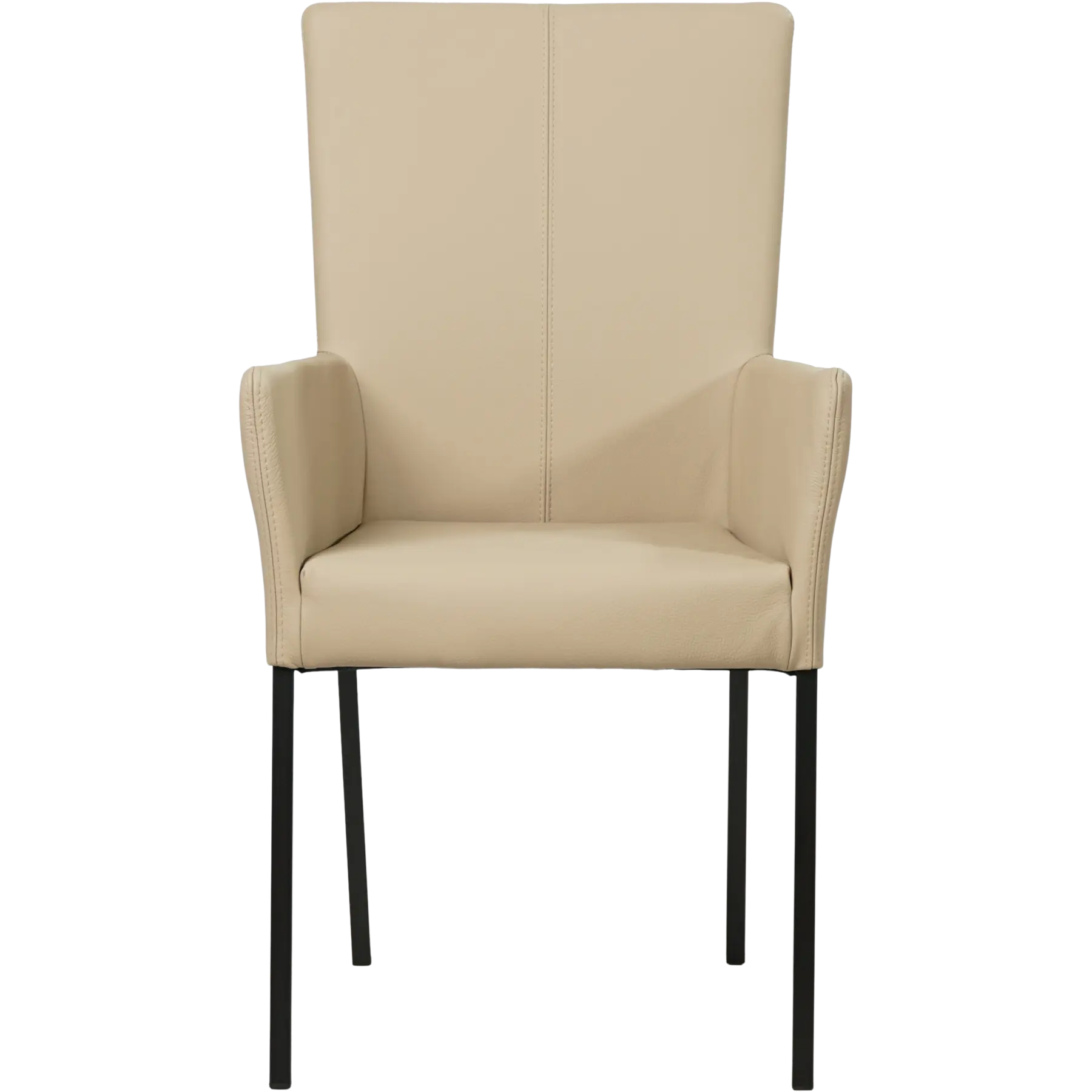 afbeelding van Leren eetkamerstoel Daily met armleuning - Toledo Mastic (taupe/bruin) - Poten staal vierkant zwart