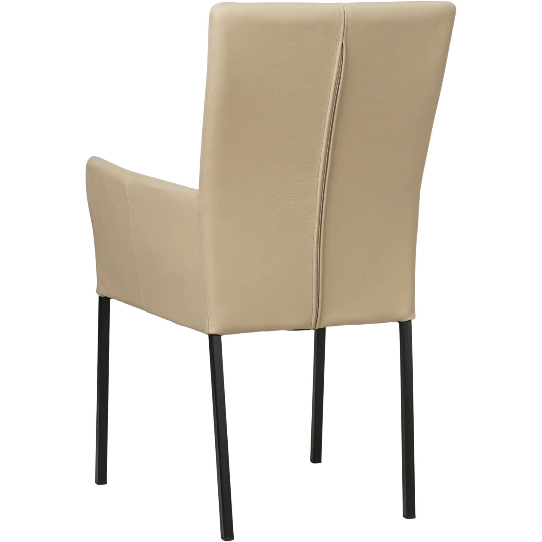 afbeelding van Leren eetkamerstoel Daily met armleuning - Toledo Mastic (taupe/bruin) - Poten staal vierkant zwart