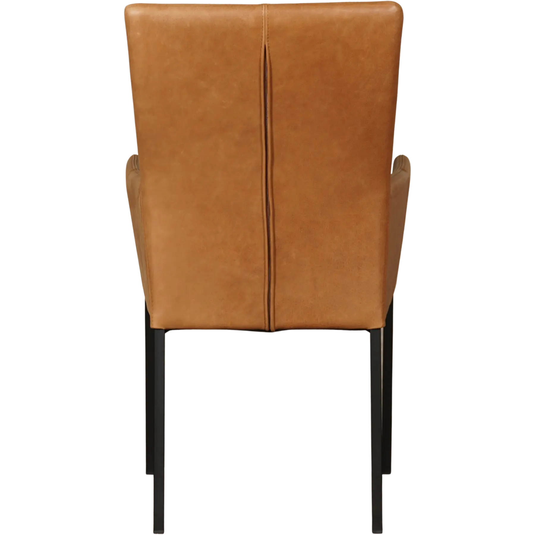 afbeelding van Leren eetkamerstoel Daily met armleuning - Vintage Cognac (cognac) - Poten staal vierkant zwart