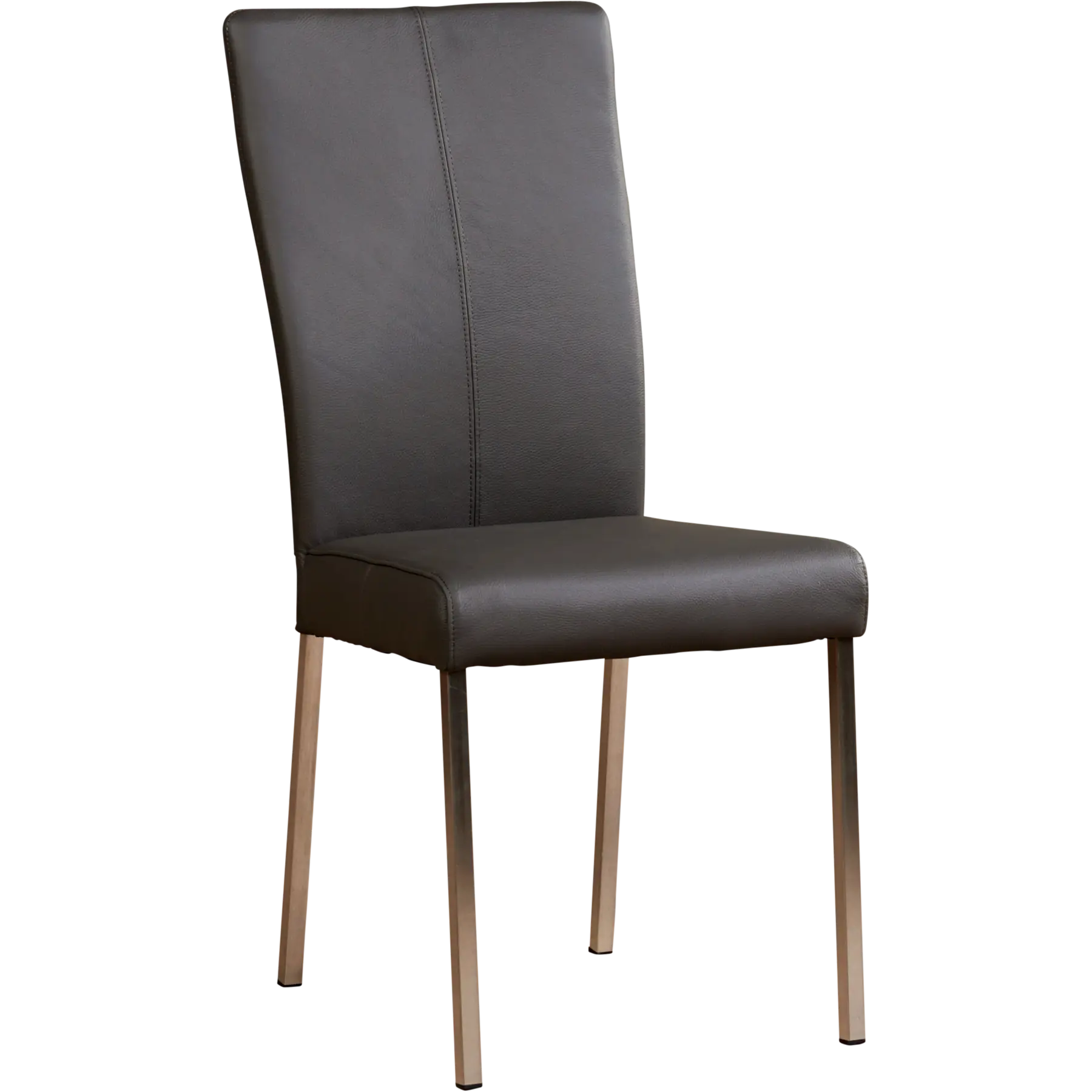 afbeelding van Leren eetkamerstoel Daily - Toledo Antracite (donkergrijs) - Poten staal vierkant RVS