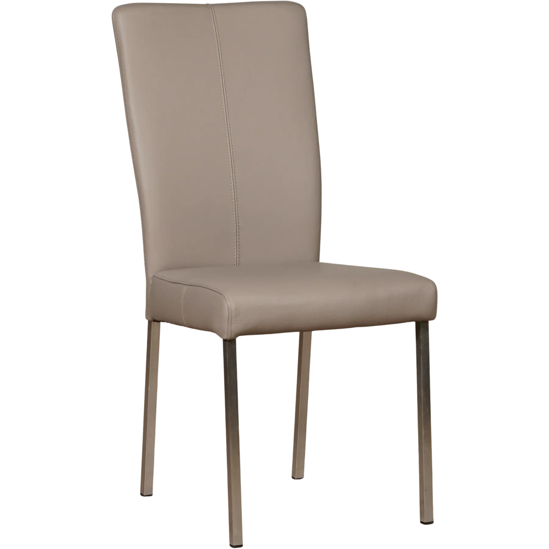 afbeelding van Leren eetkamerstoel Daily - Toledo Khaki (taupe/bruin) - Poten staal vierkant RVS